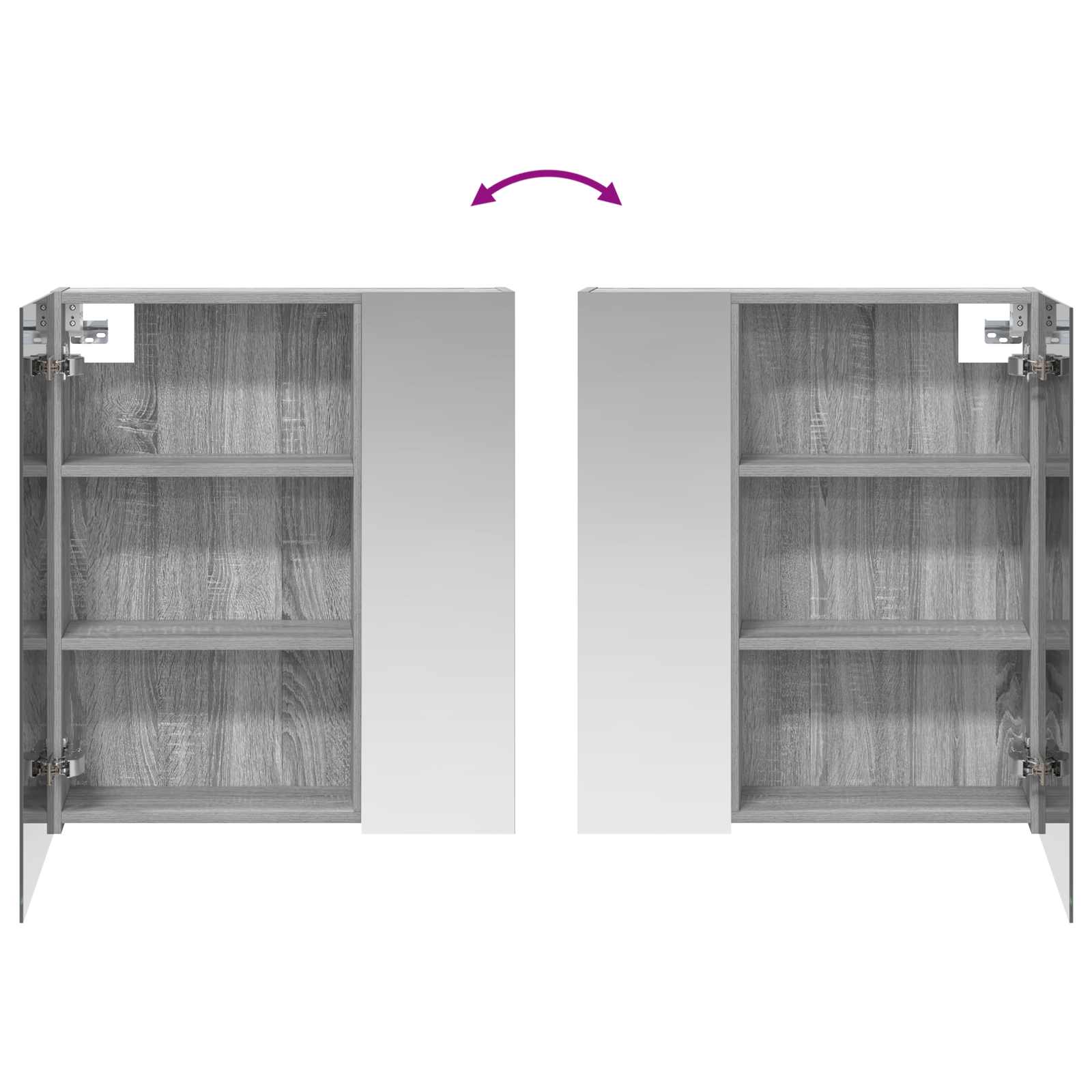 Badezimmerspiegelschrank Graues Sonoma 60 x 14,5 x 70 cm