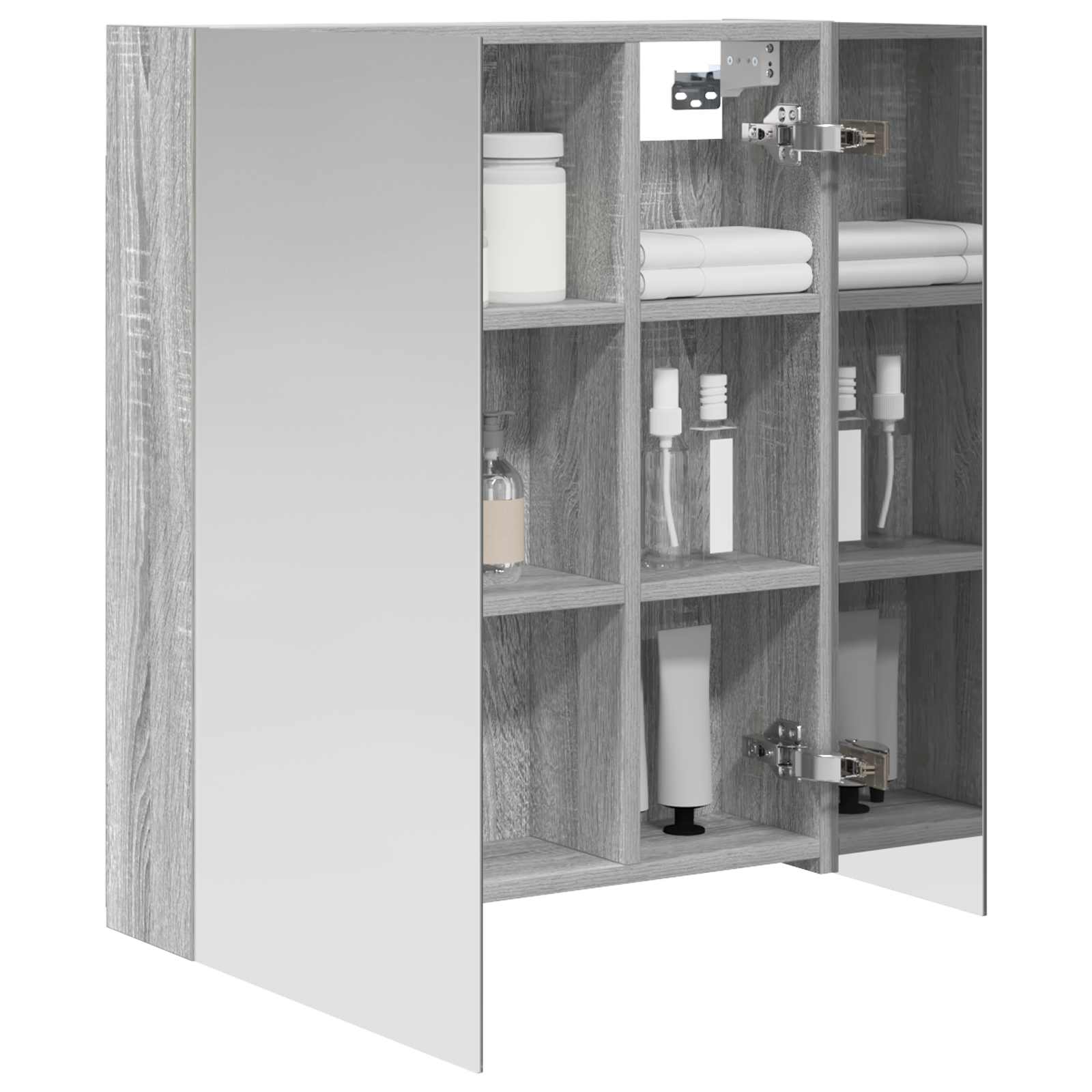 Badezimmerspiegelschrank Graues Sonoma 60 x 14,5 x 70 cm