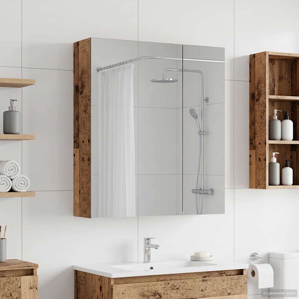 Badezimmerspiegelschrank Altholz 60 x 14,5 x 70 cm