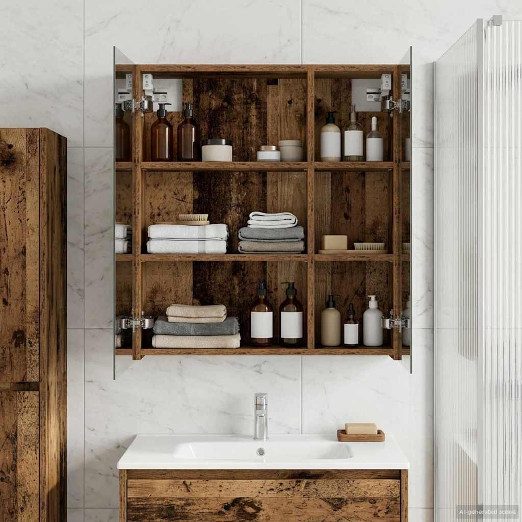 Badezimmerspiegelschrank Altholz 60 x 14,5 x 70 cm