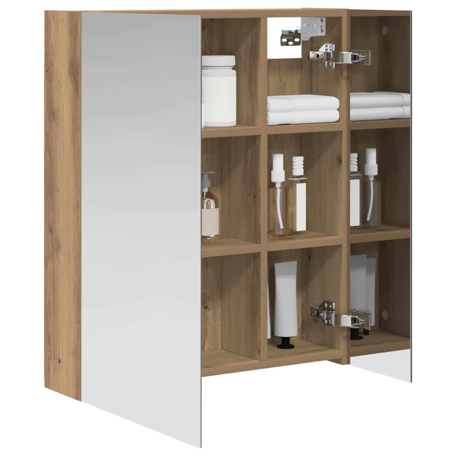 Badezimmerspiegelschrank Kunsthandwerk Eiche 60 x 14,5 x 70 cm