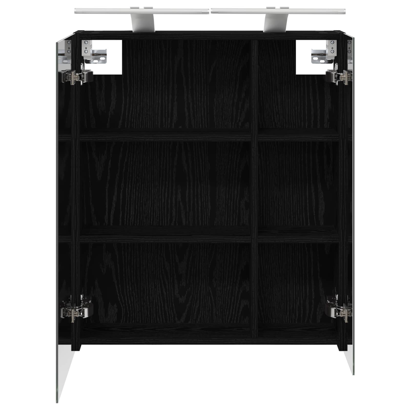 Badezimmerspiegelschrank Schwarz Eichen-Optik 60 x 14,5 x 70 cm