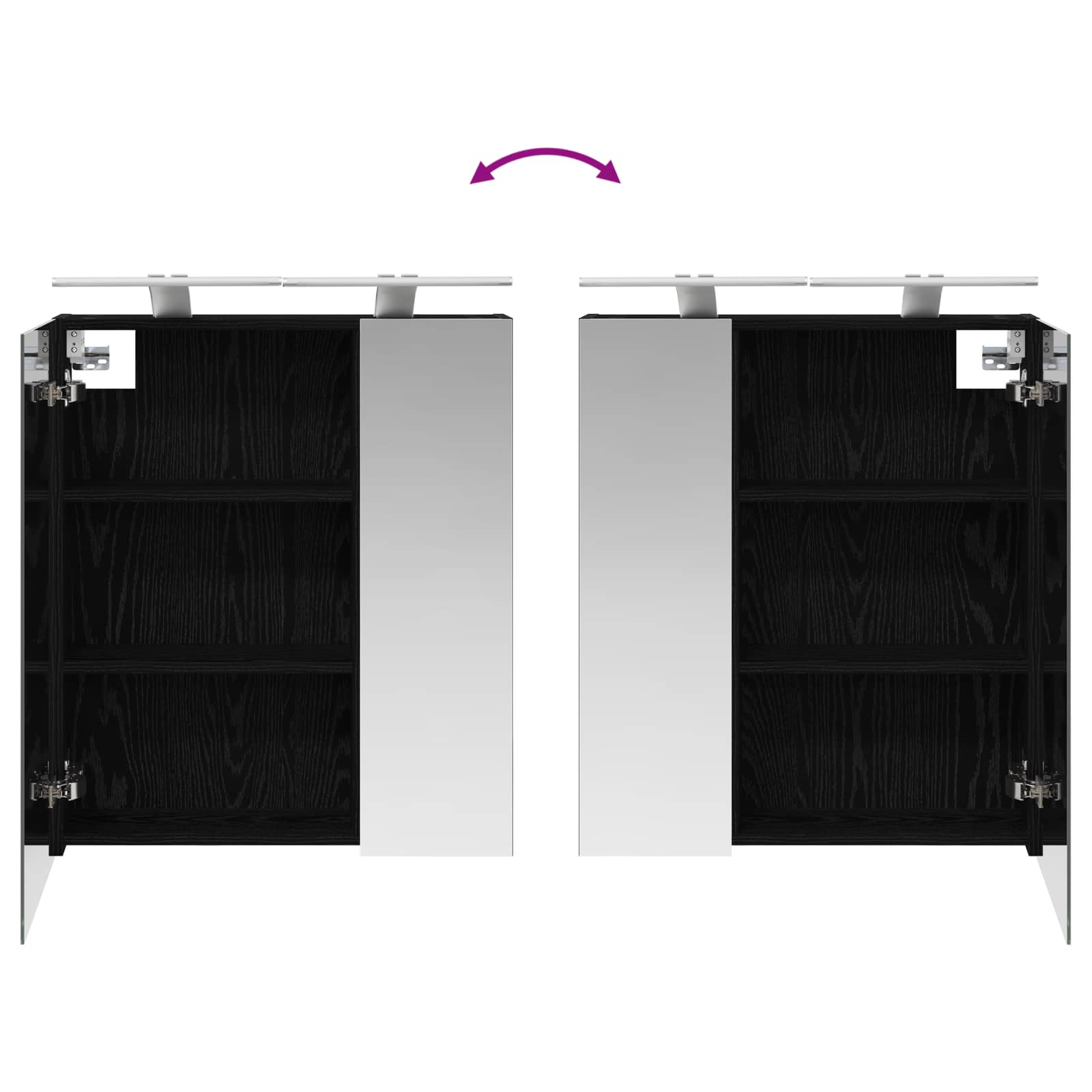 Badezimmerspiegelschrank Schwarz Eichen-Optik 60 x 14,5 x 70 cm