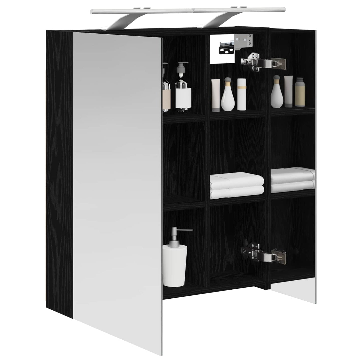 Badezimmerspiegelschrank Schwarz Eichen-Optik 60 x 14,5 x 70 cm