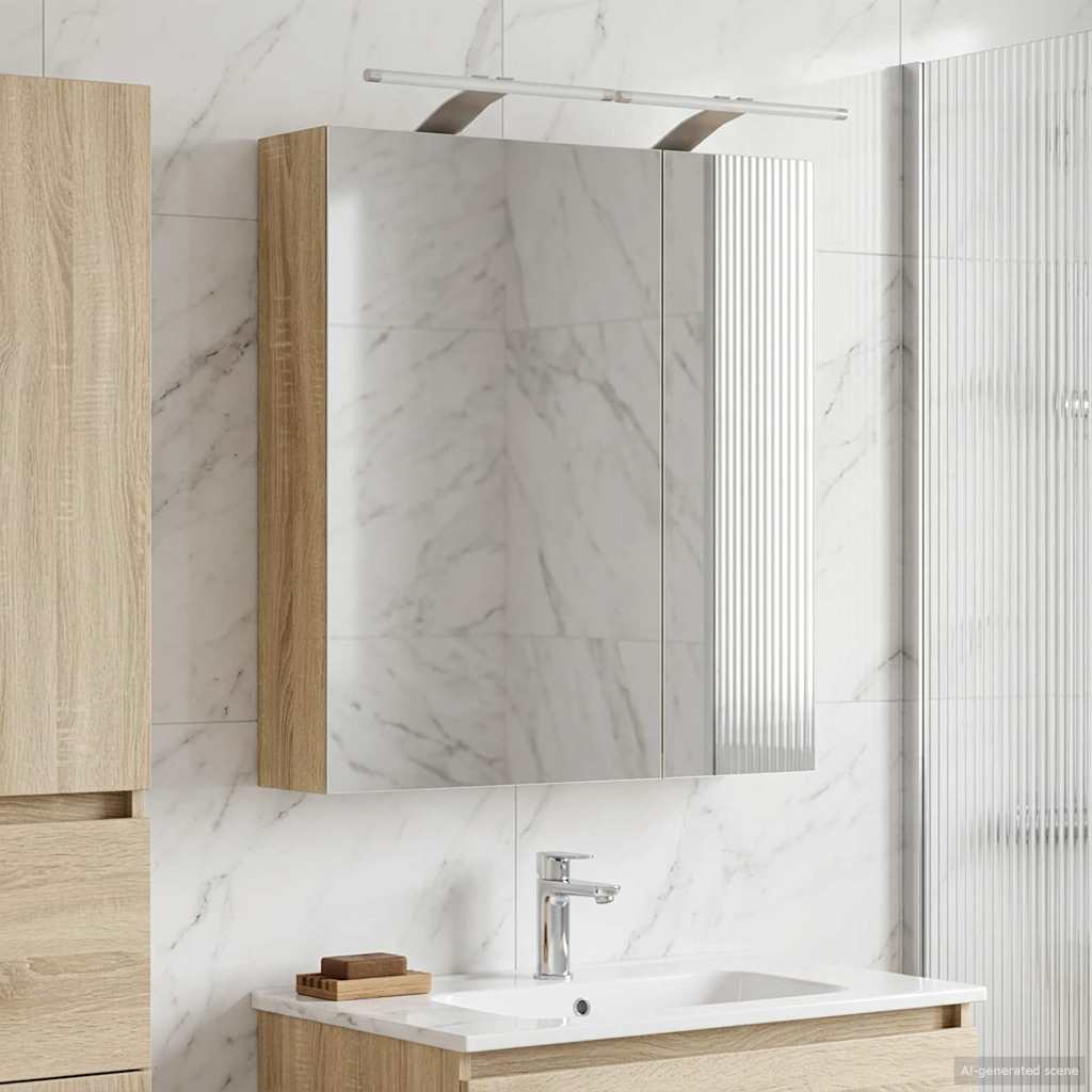 Badezimmerspiegelschrank Sonoma-Eiche 60 x 14,5 x 70 cm