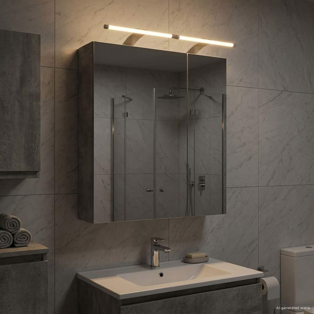 Badezimmerspiegelschrank Beton Grau 60 x 14,5 x 70 cm