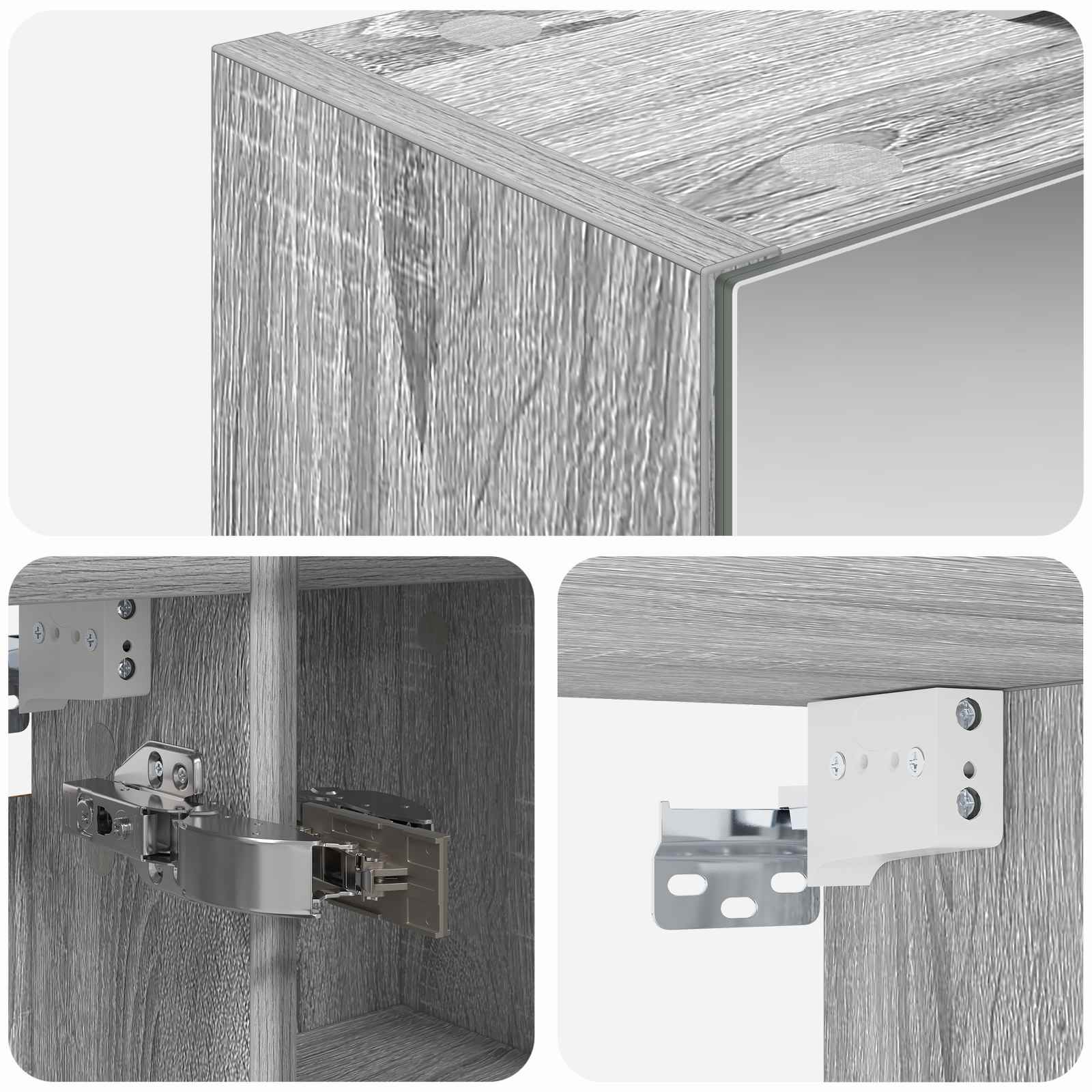 Badezimmerspiegelschrank Graues Sonoma 60 x 14,5 x 70 cm