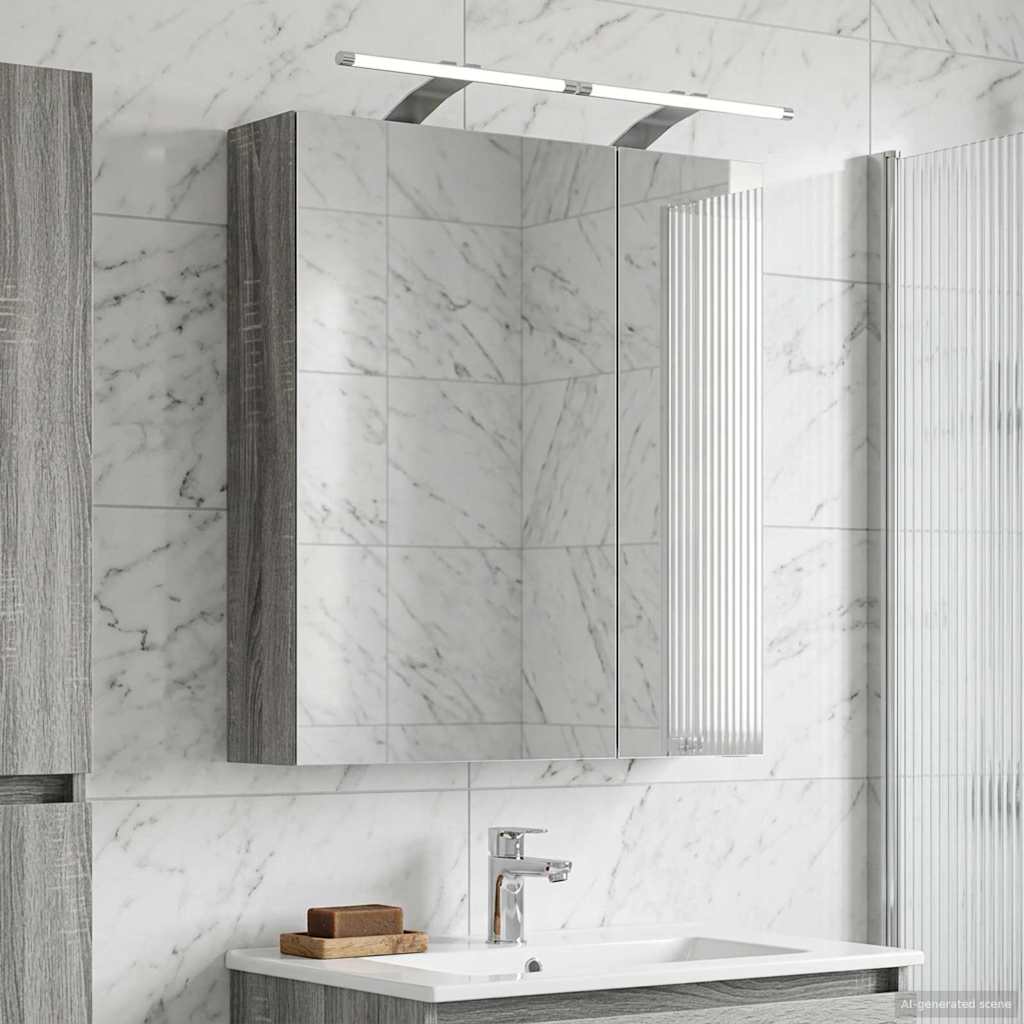 Badezimmerspiegelschrank Graues Sonoma 60 x 14,5 x 70 cm