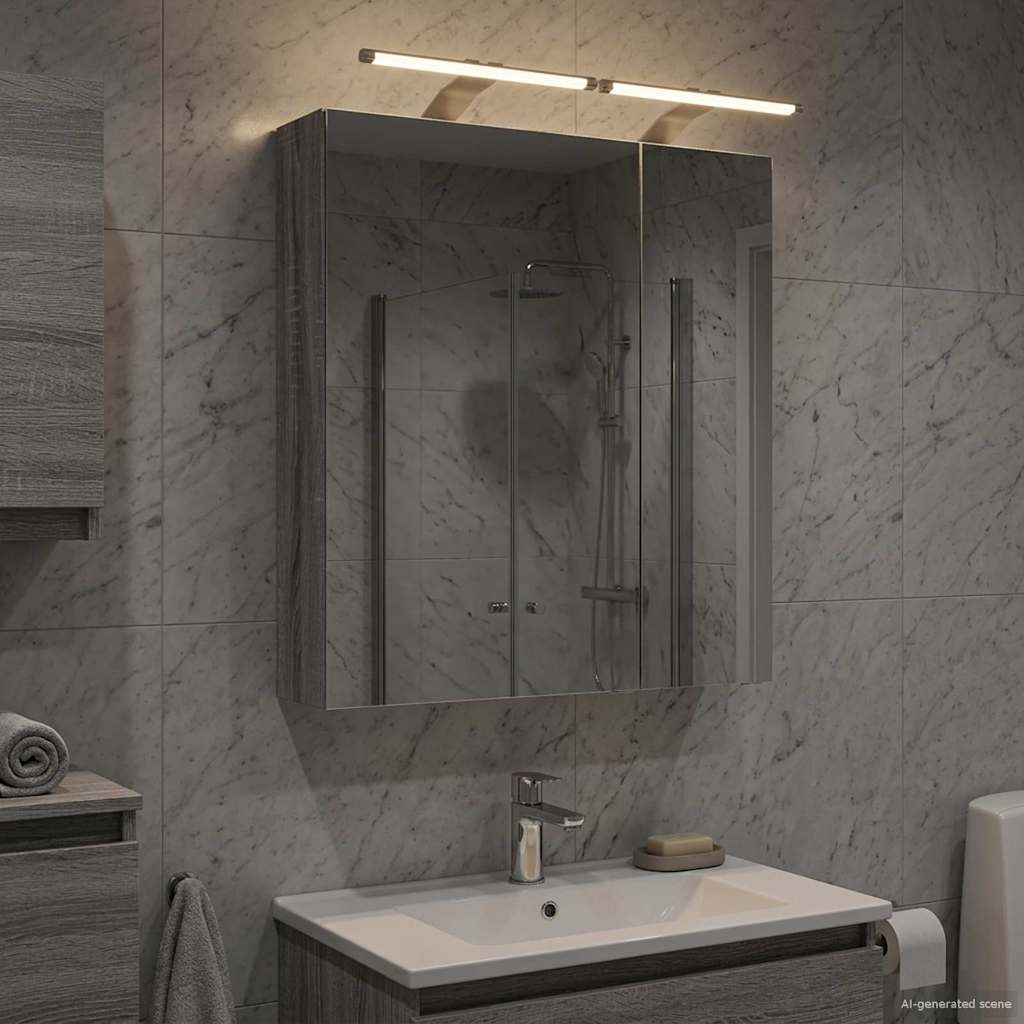 Badezimmerspiegelschrank Graues Sonoma 60 x 14,5 x 70 cm