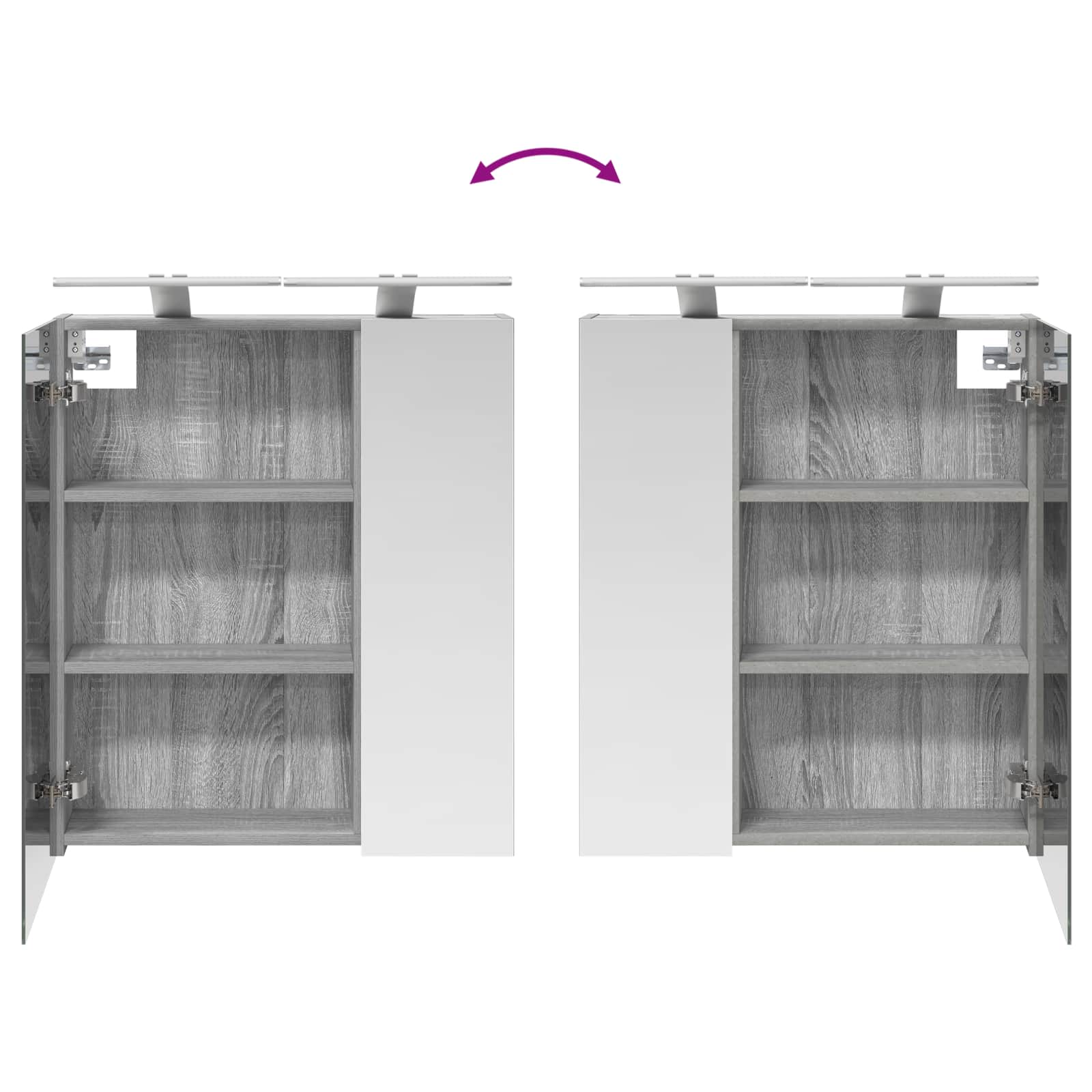 Badezimmerspiegelschrank Graues Sonoma 60 x 14,5 x 70 cm
