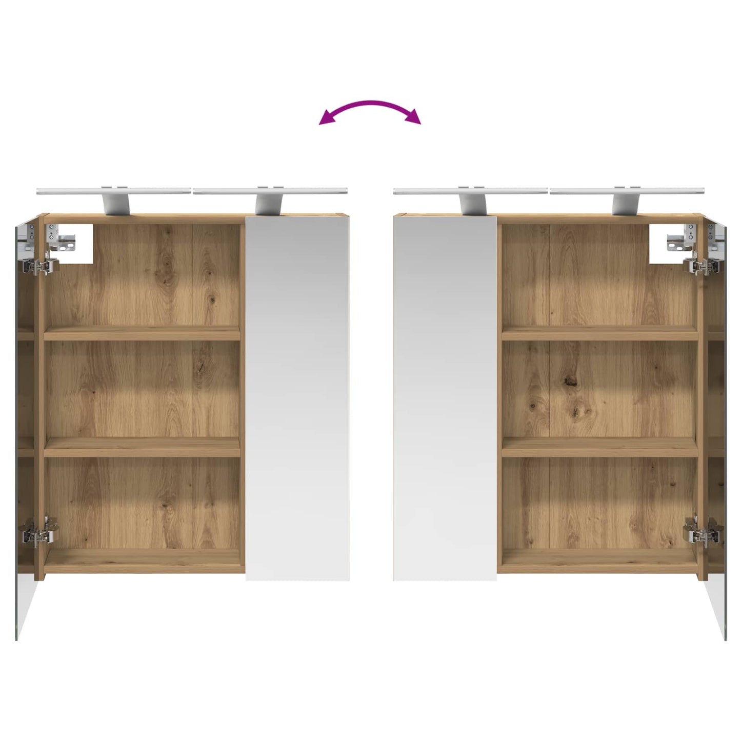 Badezimmerspiegelschrank Kunsthandwerk Eiche 60 x 14,5 x 70 cm