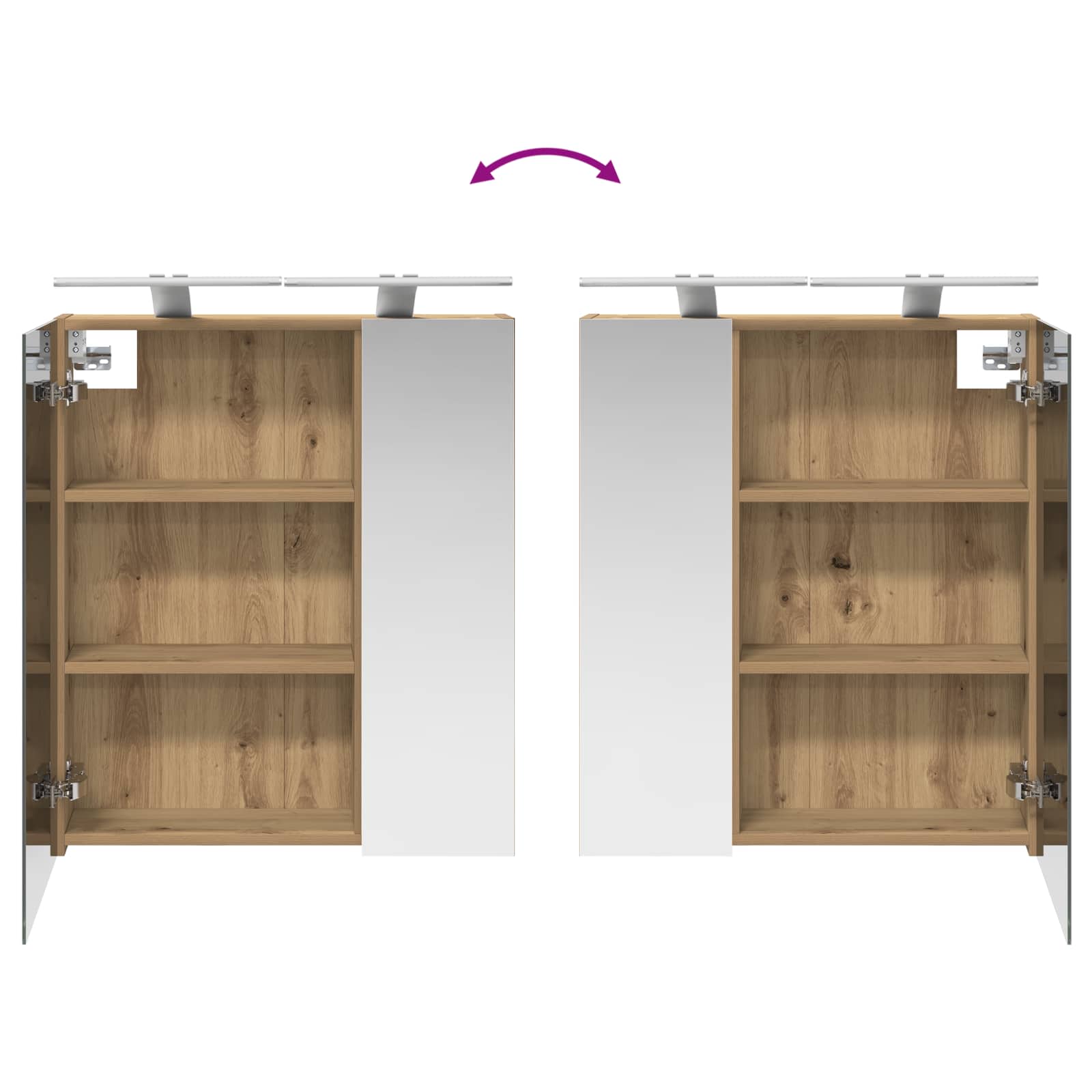 Badezimmerspiegelschrank Kunsthandwerk Eiche 60 x 14,5 x 70 cm