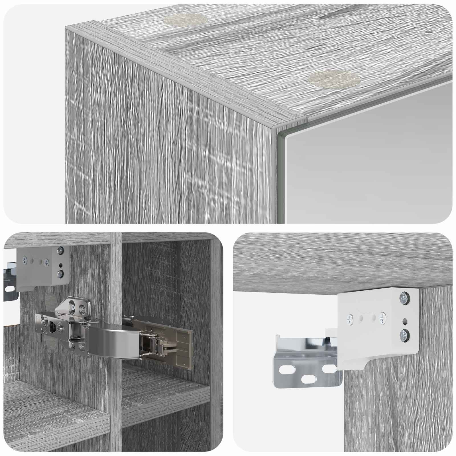 Badezimmerspiegelschrank Sonoma-Grau 60 x 14,5 x 50 cm