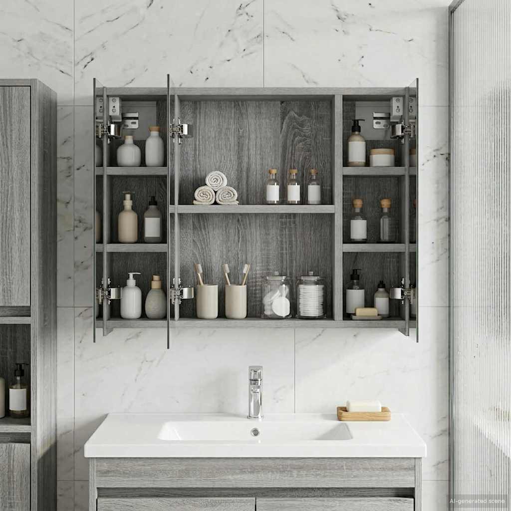 Badezimmerspiegelschrank Sonoma-Grau 60 x 14,5 x 50 cm
