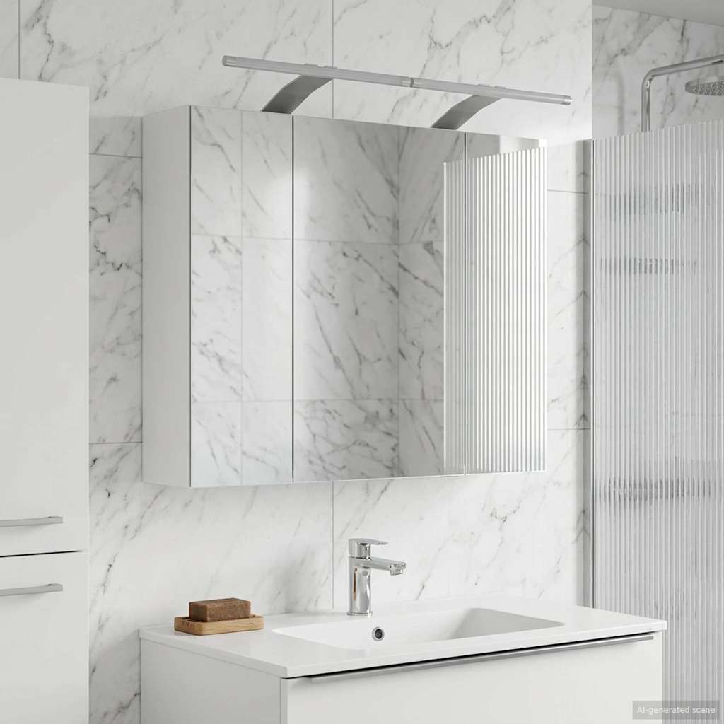 Badezimmerspiegelschrank Weiß 60 x 14,5 x 50 cm Holzwerkstoff