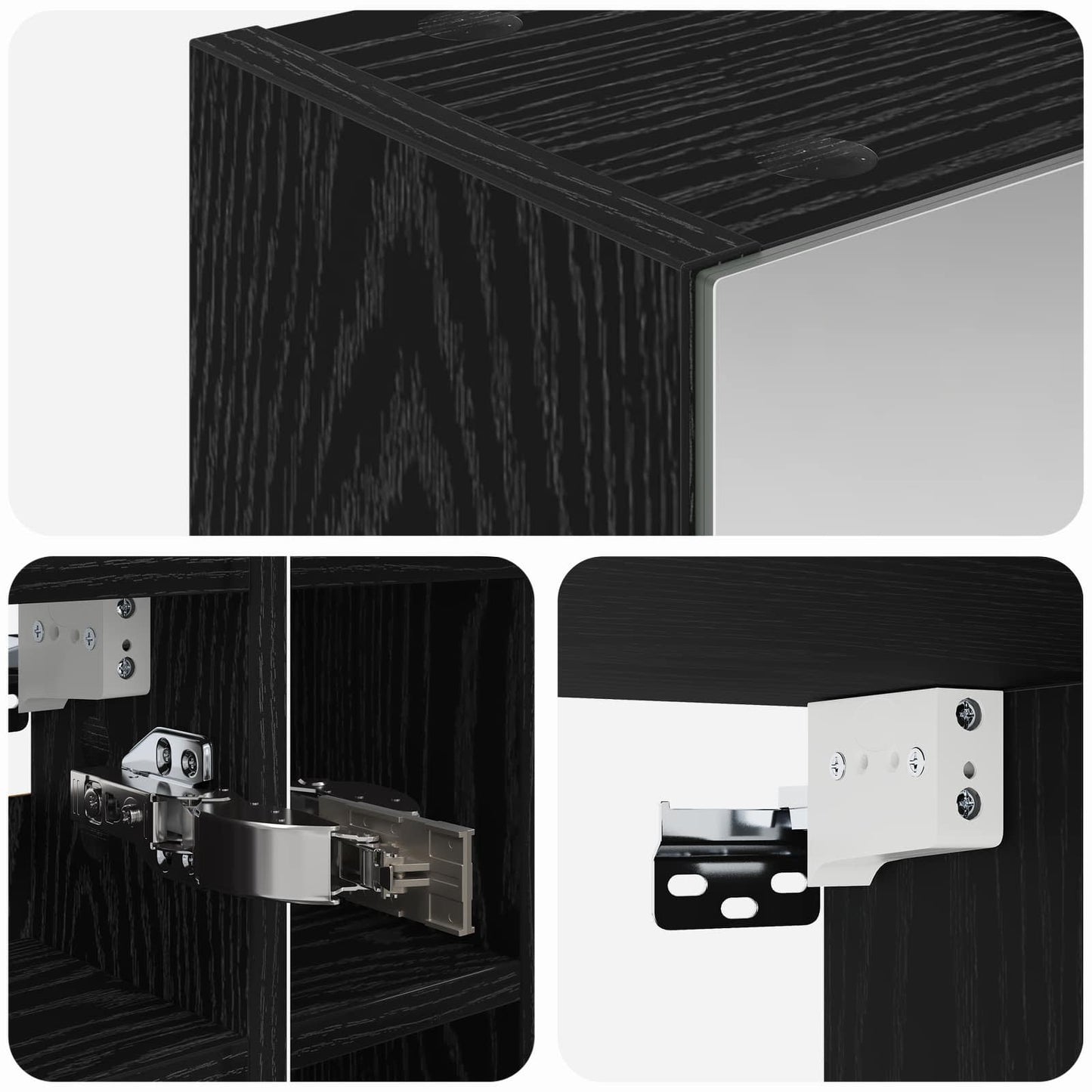 Badezimmerspiegelschrank Schwarz Eichen-Optik 60 x 14,5 x 50 cm