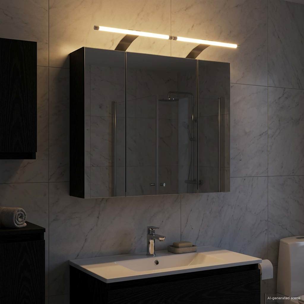 Badezimmerspiegelschrank Schwarz Eichen-Optik 60 x 14,5 x 50 cm