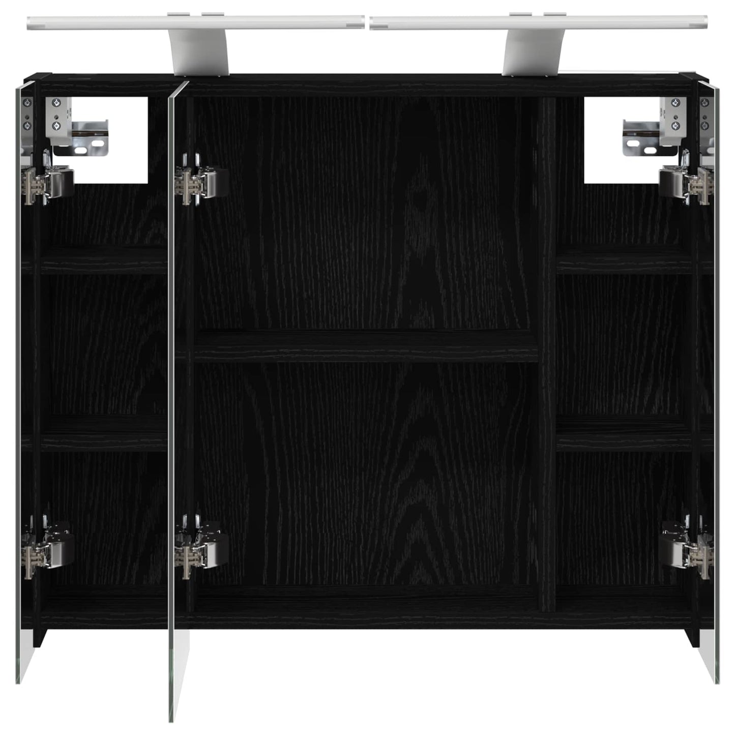 Badezimmerspiegelschrank Schwarz Eichen-Optik 60 x 14,5 x 50 cm