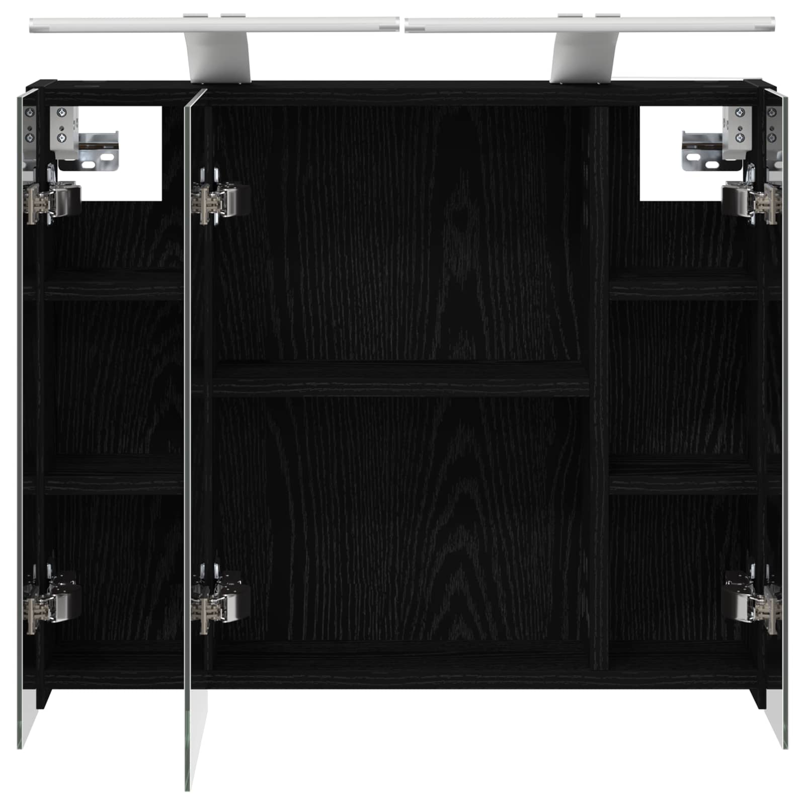 Badezimmerspiegelschrank Schwarz Eichen-Optik 60 x 14,5 x 50 cm