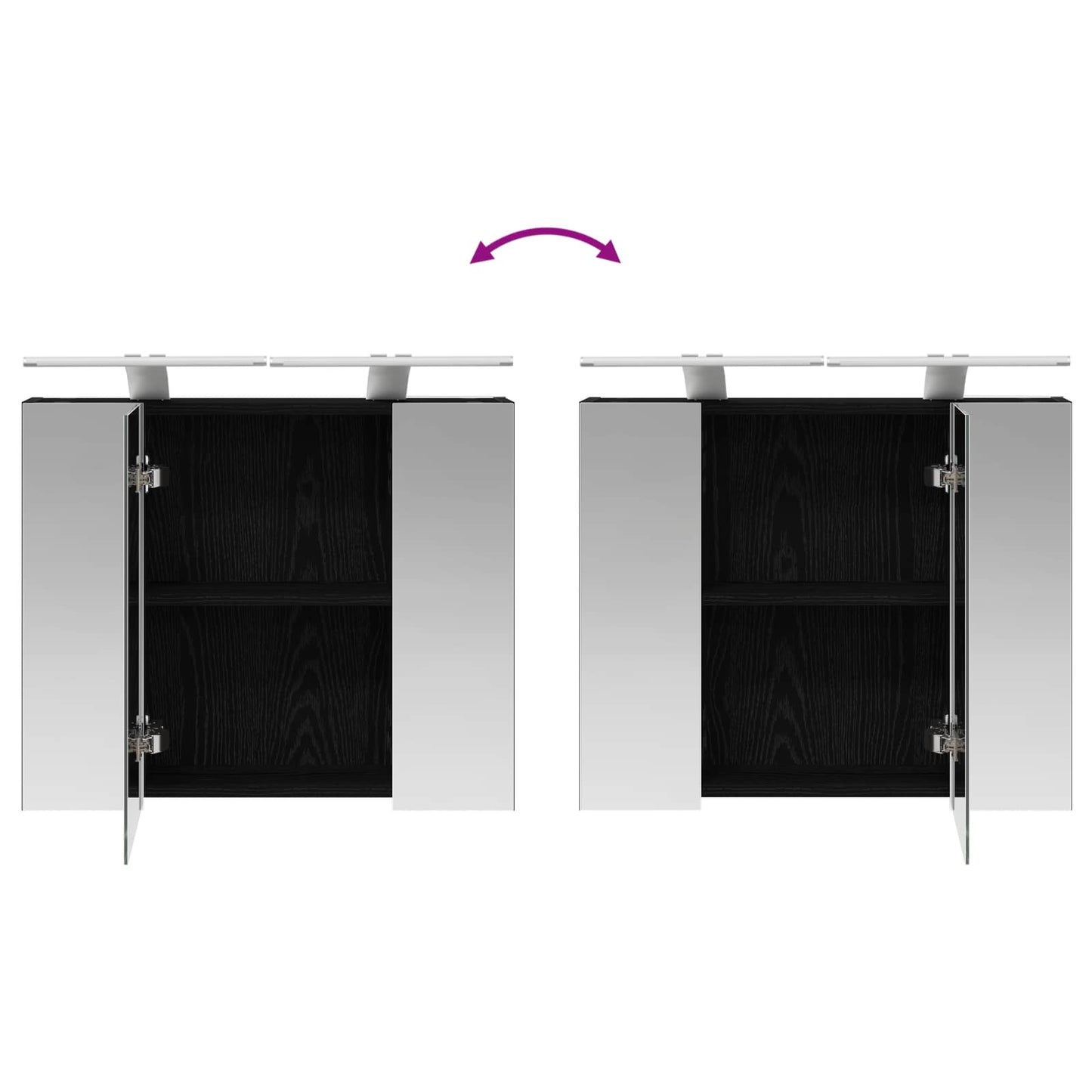 Badezimmerspiegelschrank Schwarz Eichen-Optik 60 x 14,5 x 50 cm