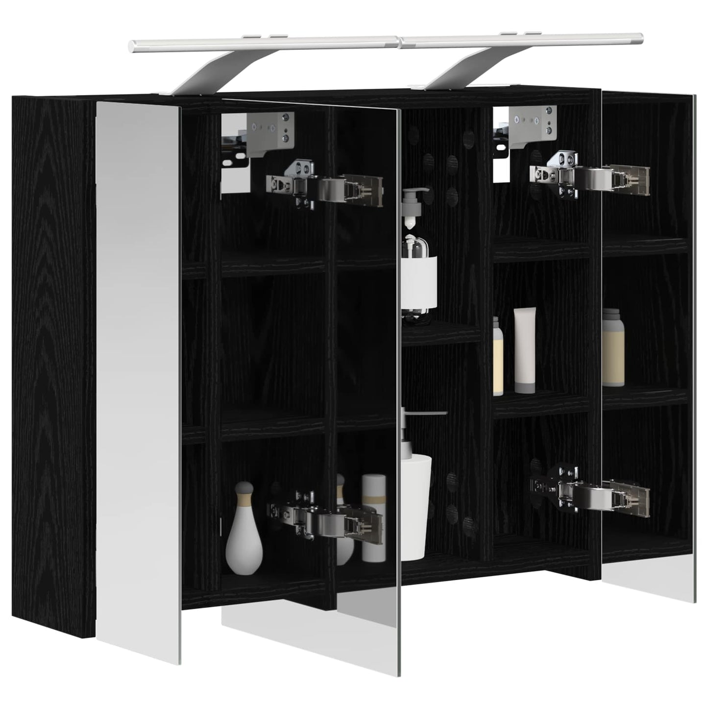 Badezimmerspiegelschrank Schwarz Eichen-Optik 60 x 14,5 x 50 cm