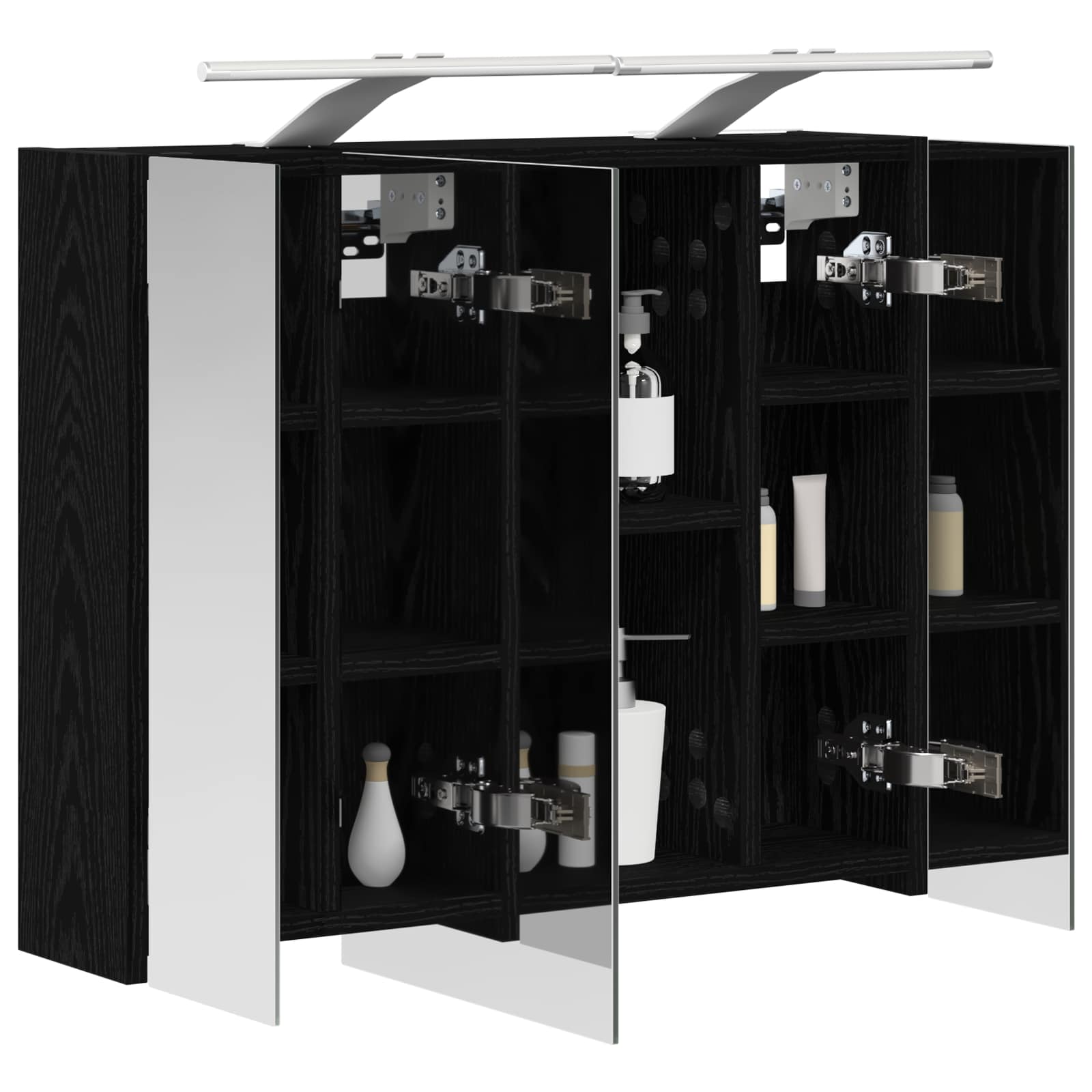 Badezimmerspiegelschrank Schwarz Eichen-Optik 60 x 14,5 x 50 cm