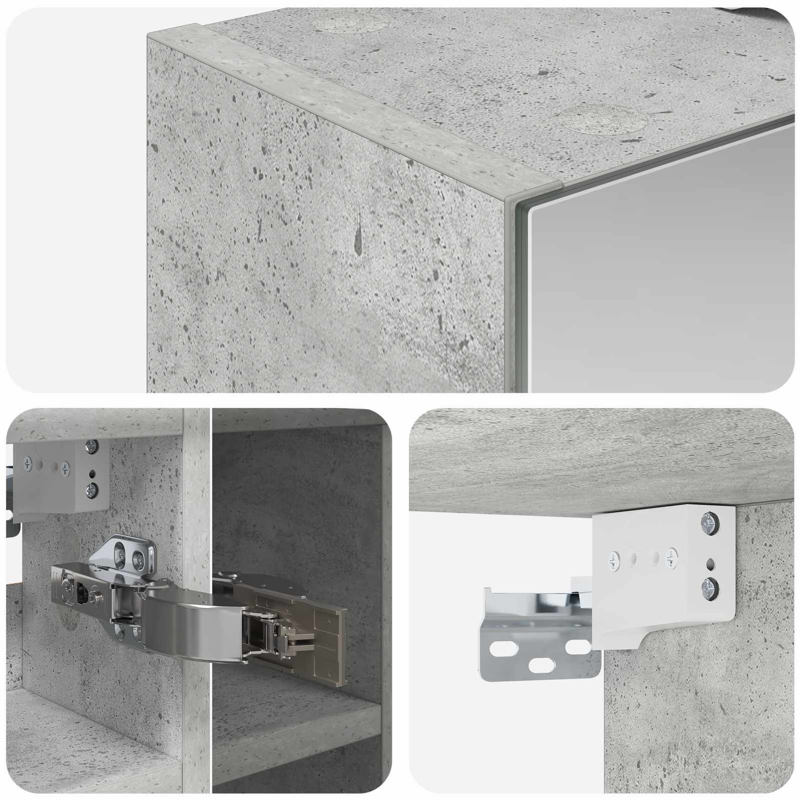 Badezimmerspiegelschrank Betongrau 60 x 14,5 x 50 cm