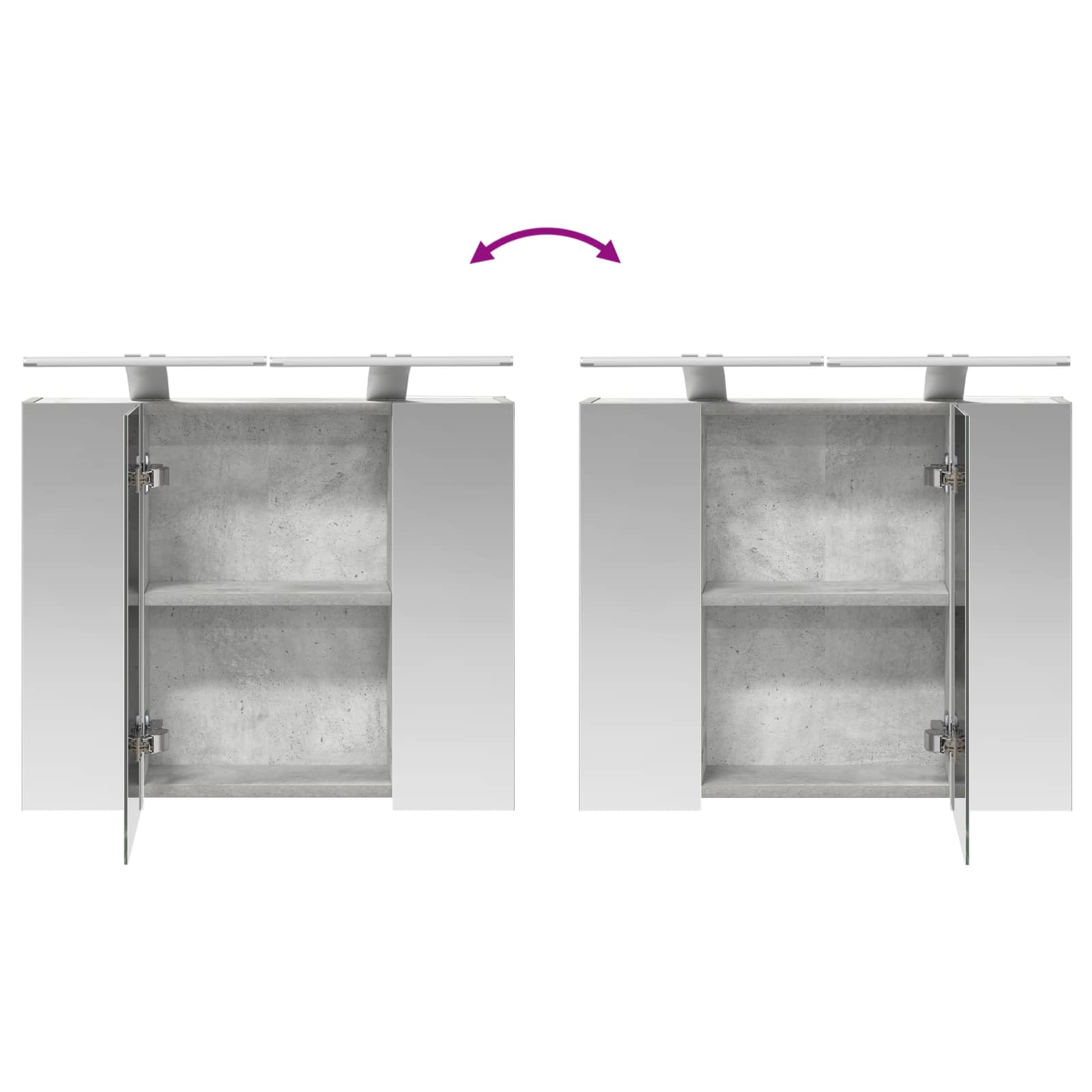Badezimmerspiegelschrank Betongrau 60 x 14,5 x 50 cm