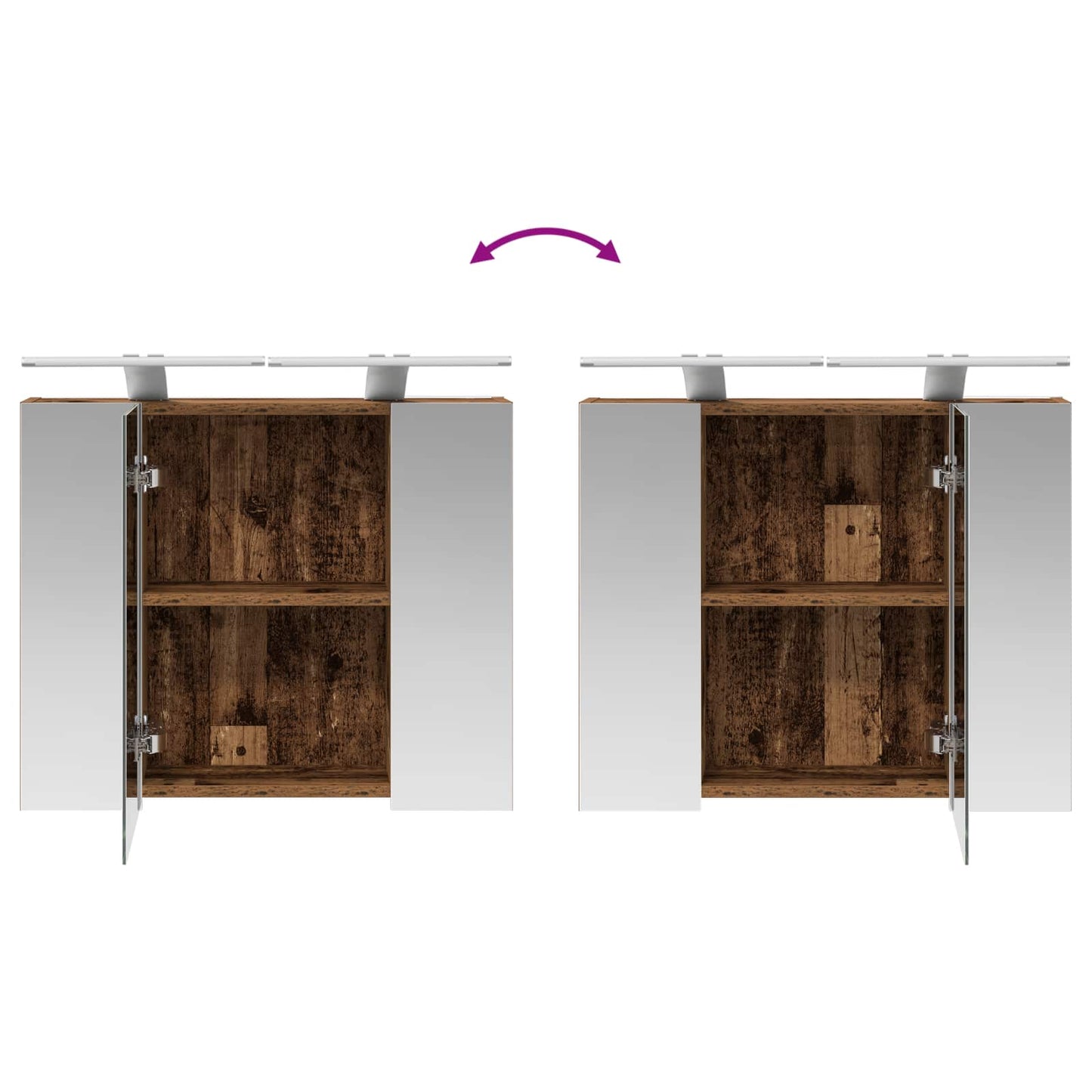 Badezimmerspiegelschrank Altholz 60 x 14,5 x 50 cm