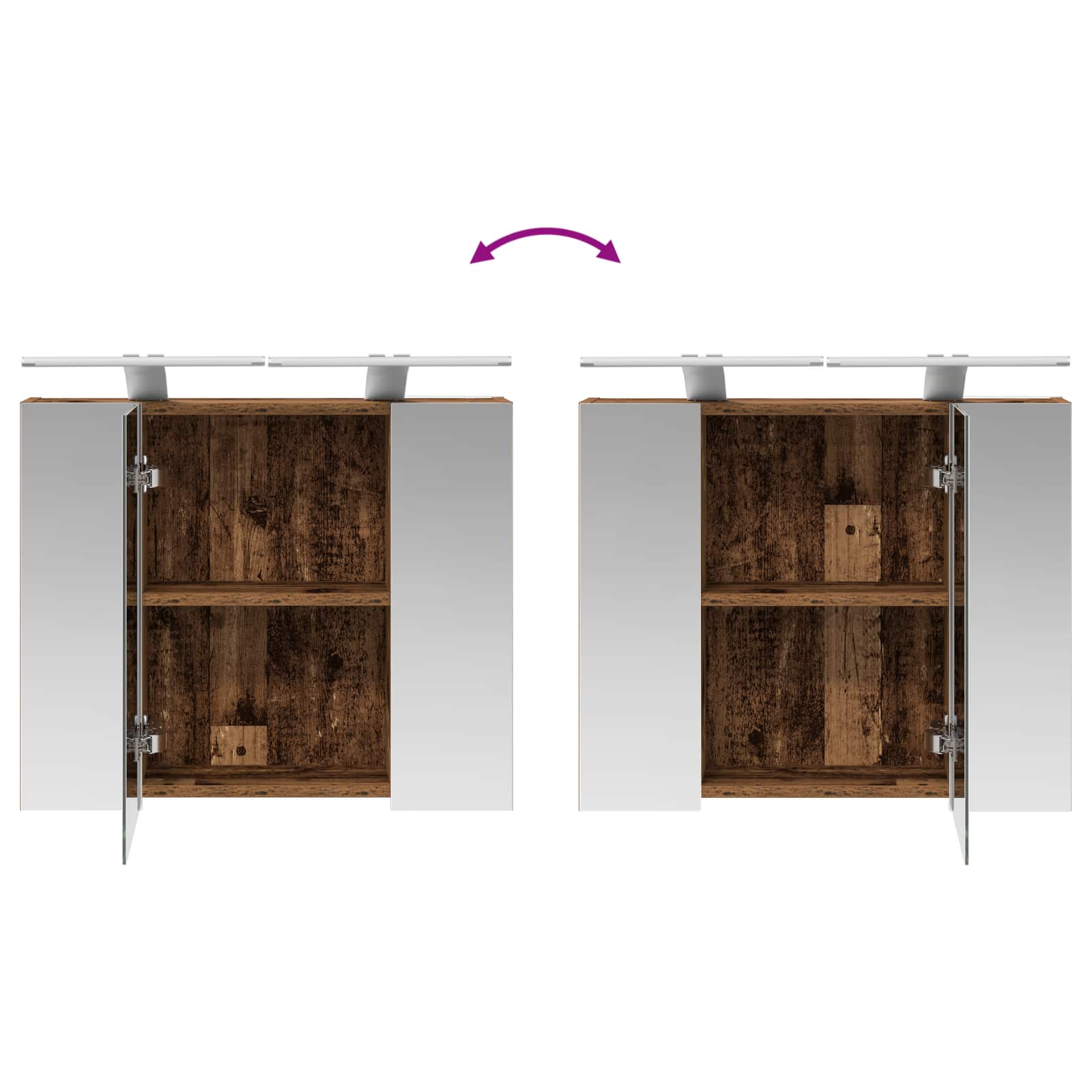 Badezimmerspiegelschrank Altholz 60 x 14,5 x 50 cm