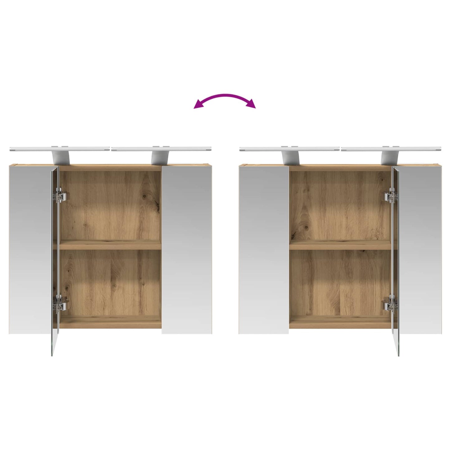 Badezimmerspiegelschrank Kunsthandwerk Eiche 60 x 14,5 x 50 cm