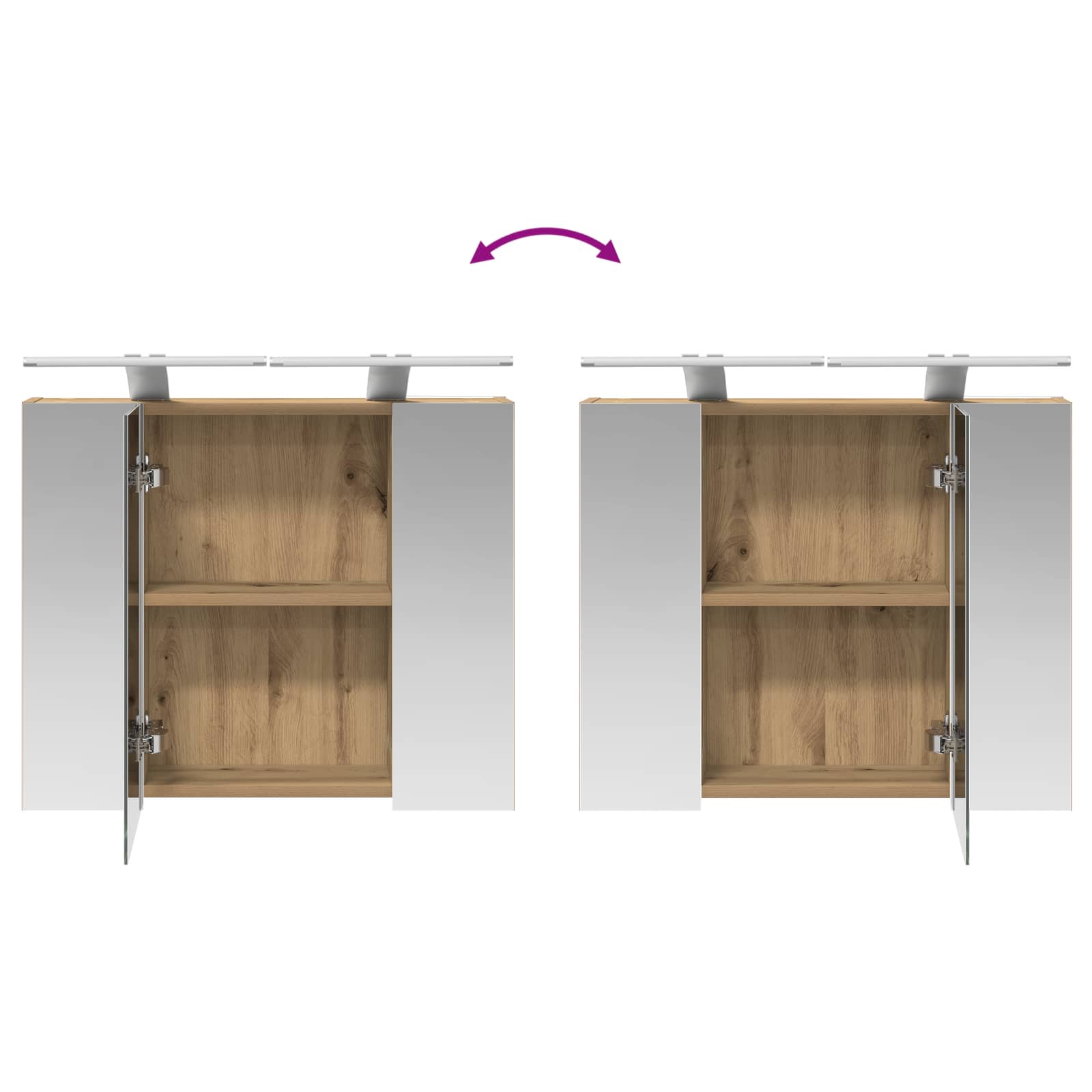 Badezimmerspiegelschrank Kunsthandwerk Eiche 60 x 14,5 x 50 cm