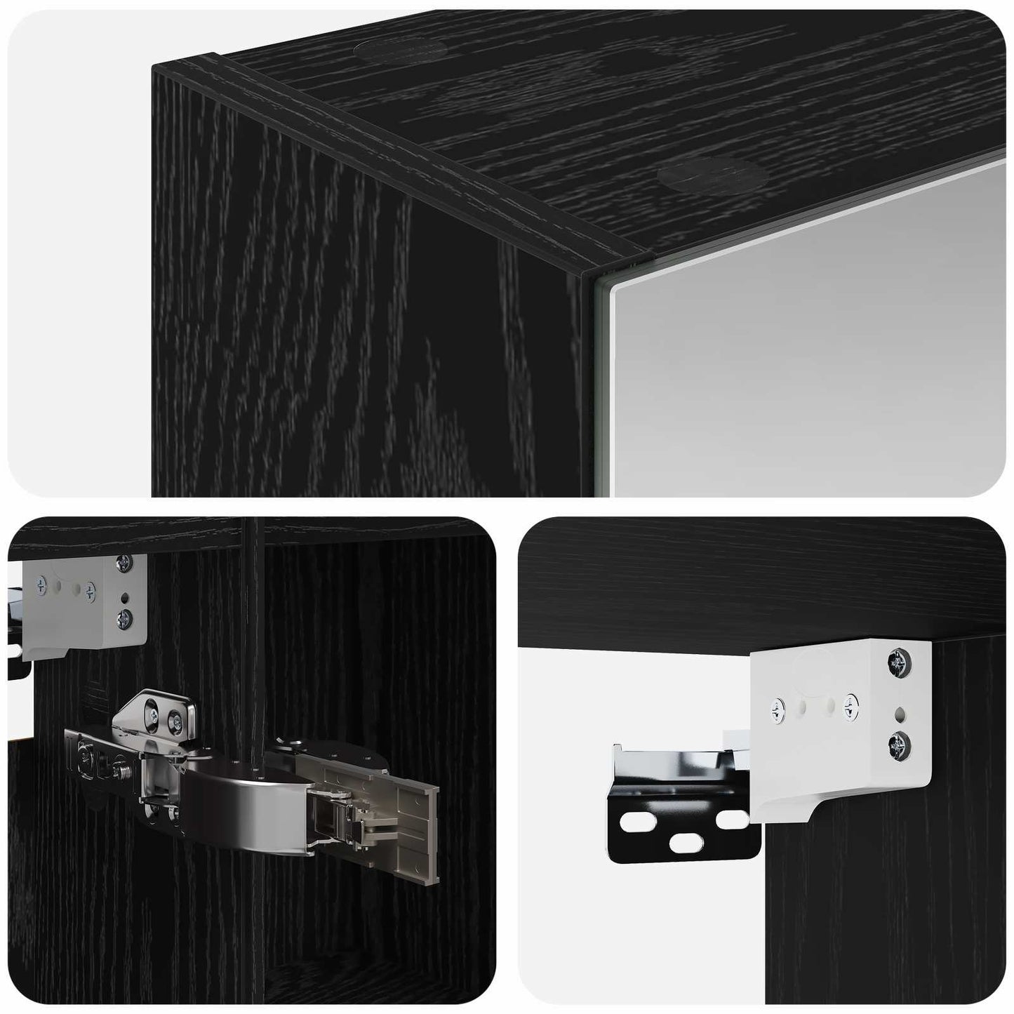 Badezimmerspiegelschrank Schwarz Eichen-Optik 70 x 14,5 x 70 cm