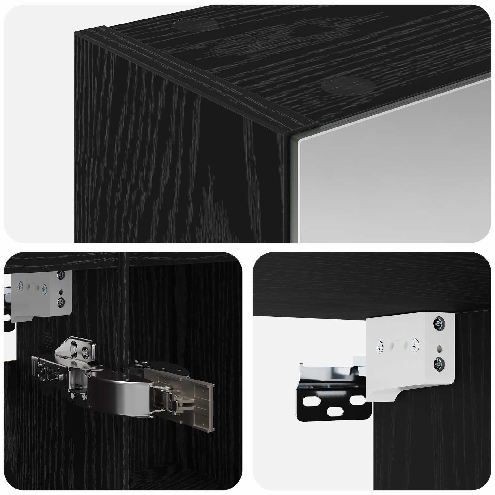 Badezimmerspiegelschrank Schwarz Eichen-Optik 70 x 14,5 x 70 cm