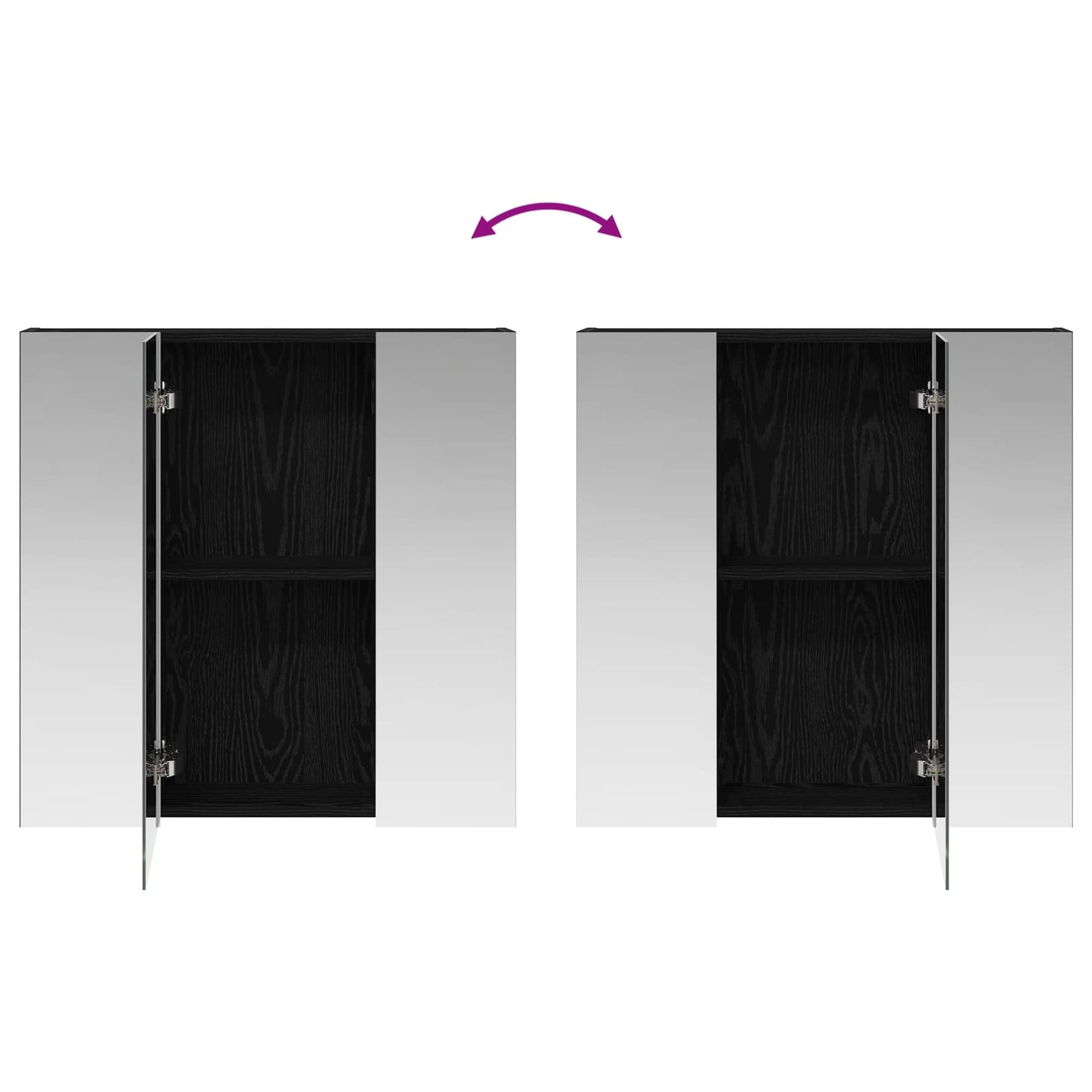 Badezimmerspiegelschrank Schwarz Eichen-Optik 70 x 14,5 x 70 cm