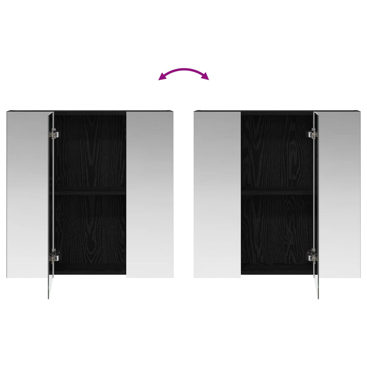 Badezimmerspiegelschrank Schwarz Eichen-Optik 70 x 14,5 x 70 cm