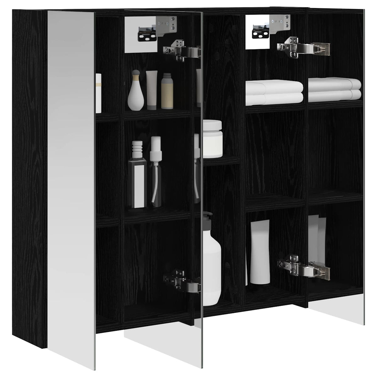 Badezimmerspiegelschrank Schwarz Eichen-Optik 70 x 14,5 x 70 cm