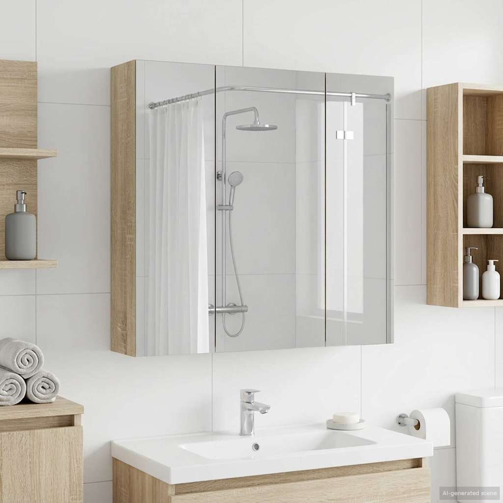 Badezimmerspiegelschrank Sonoma-Eiche 70 x 14,5 x 70 cm