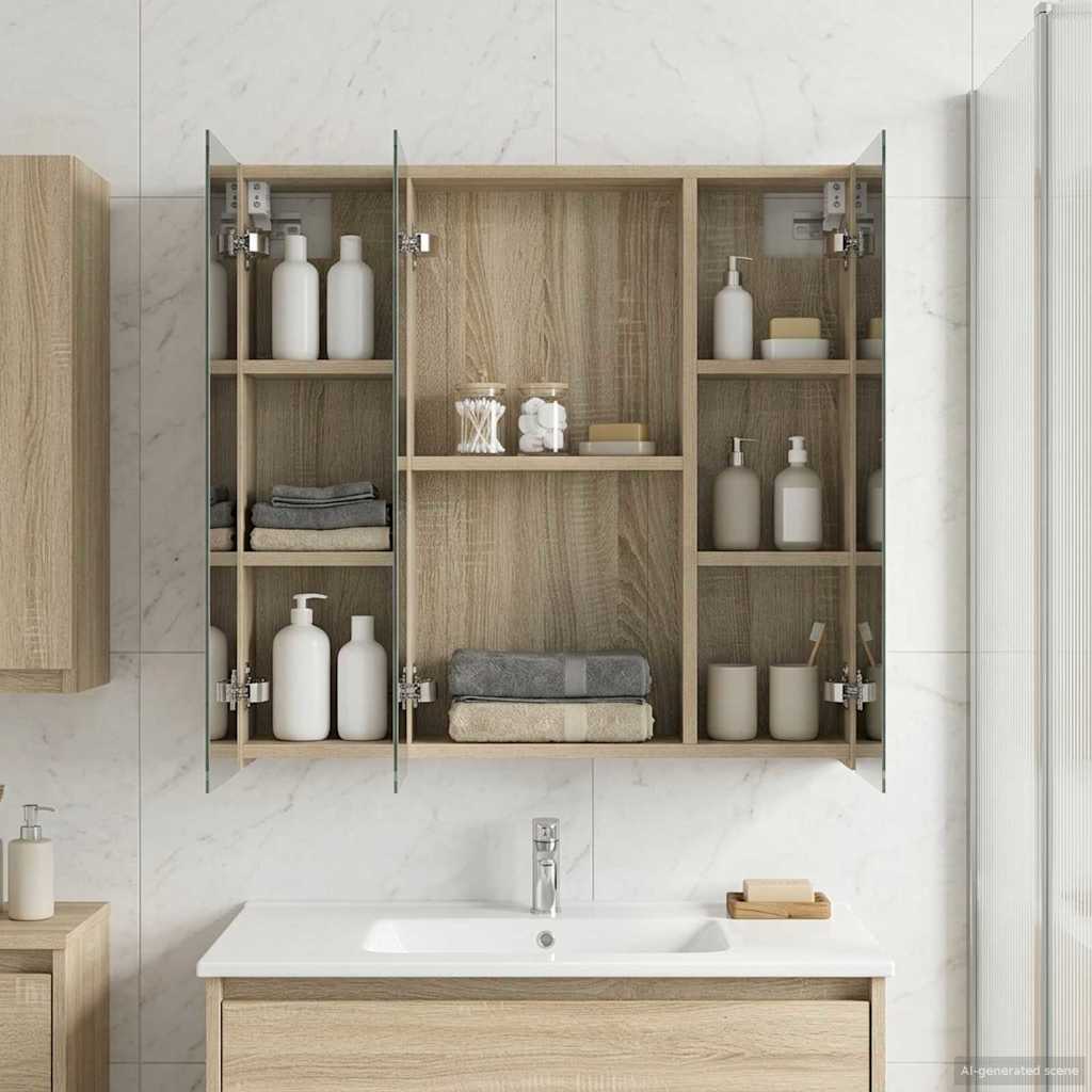 Badezimmerspiegelschrank Sonoma-Eiche 70 x 14,5 x 70 cm