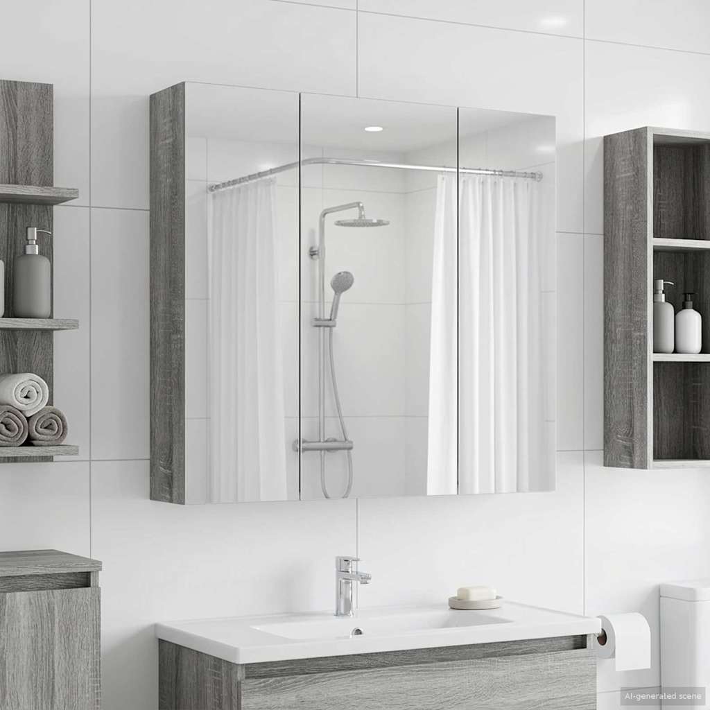Badezimmerspiegelschrank Sonoma-Grau 70 x 14,5 x 70 cm