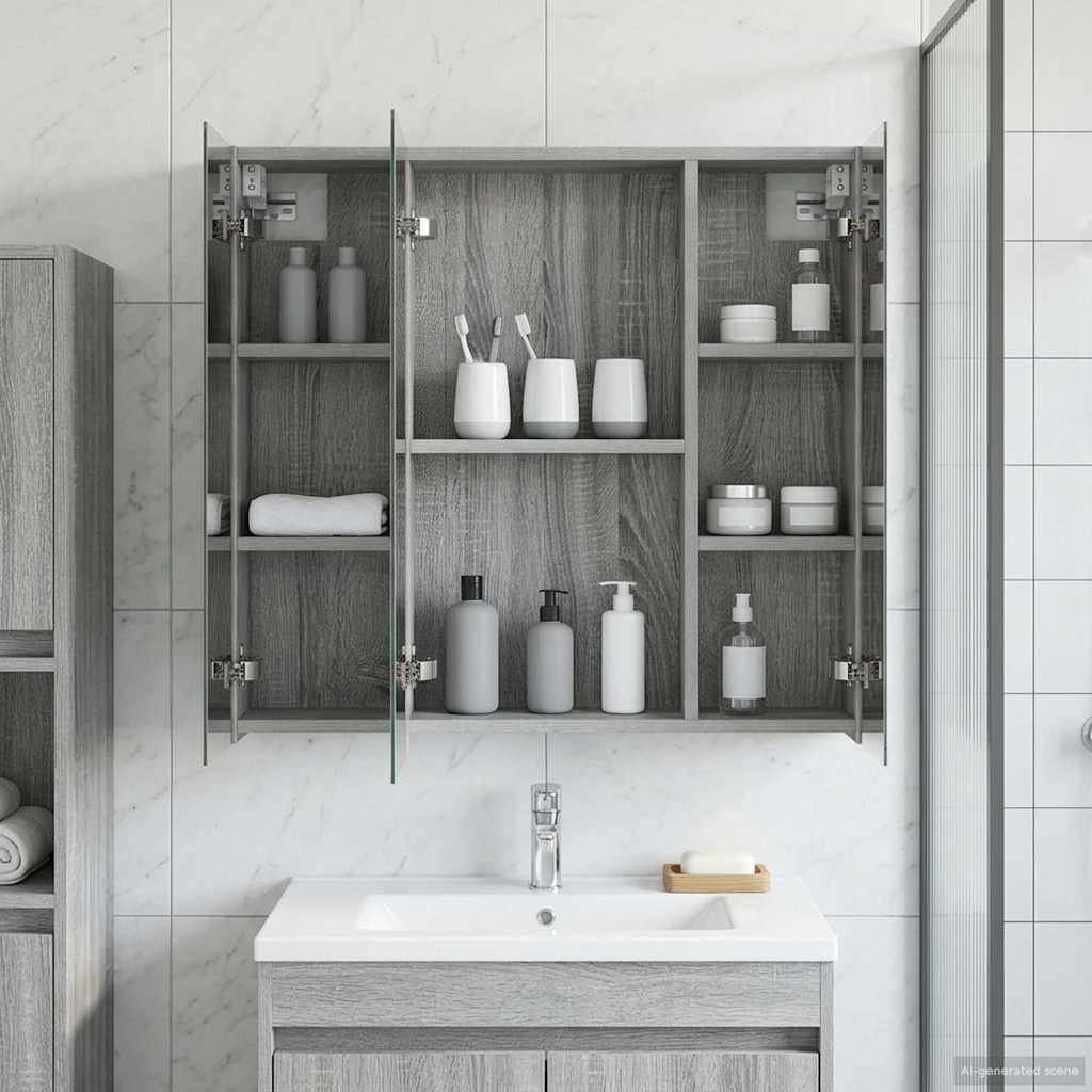 Badezimmerspiegelschrank Sonoma-Grau 70 x 14,5 x 70 cm