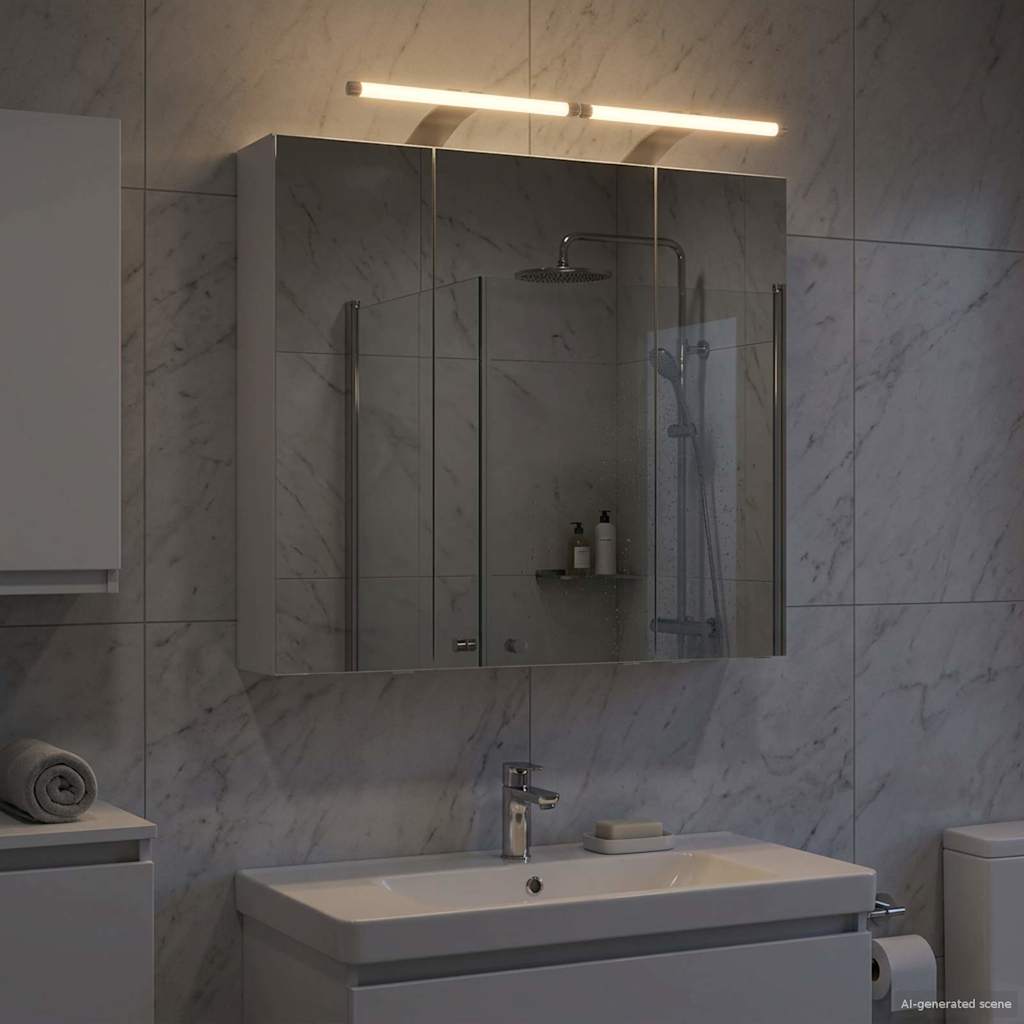 Badezimmerspiegelschrank Weiß 70 x 14,5 x 70 cm Holzwerkstoff