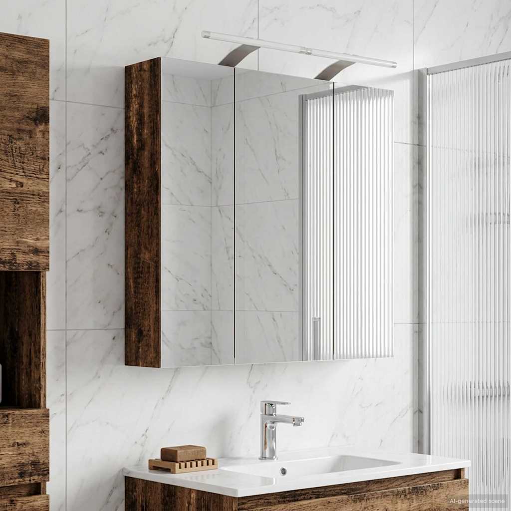 Badezimmerspiegelschrank Altholz 70 x 14,5 x 70 cm