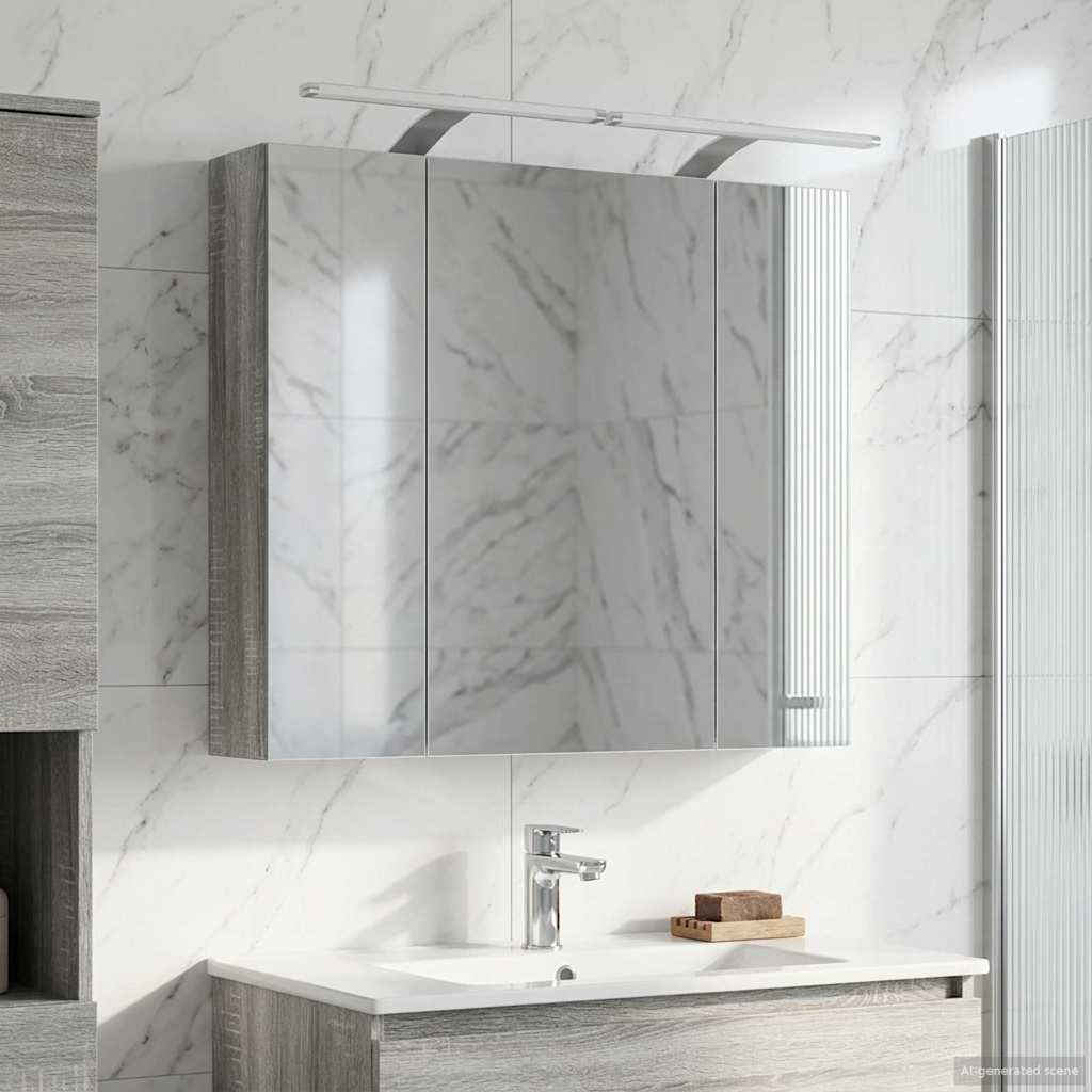 Badezimmerspiegelschrank Sonoma-Grau 80 x 14,5 x 70 cm