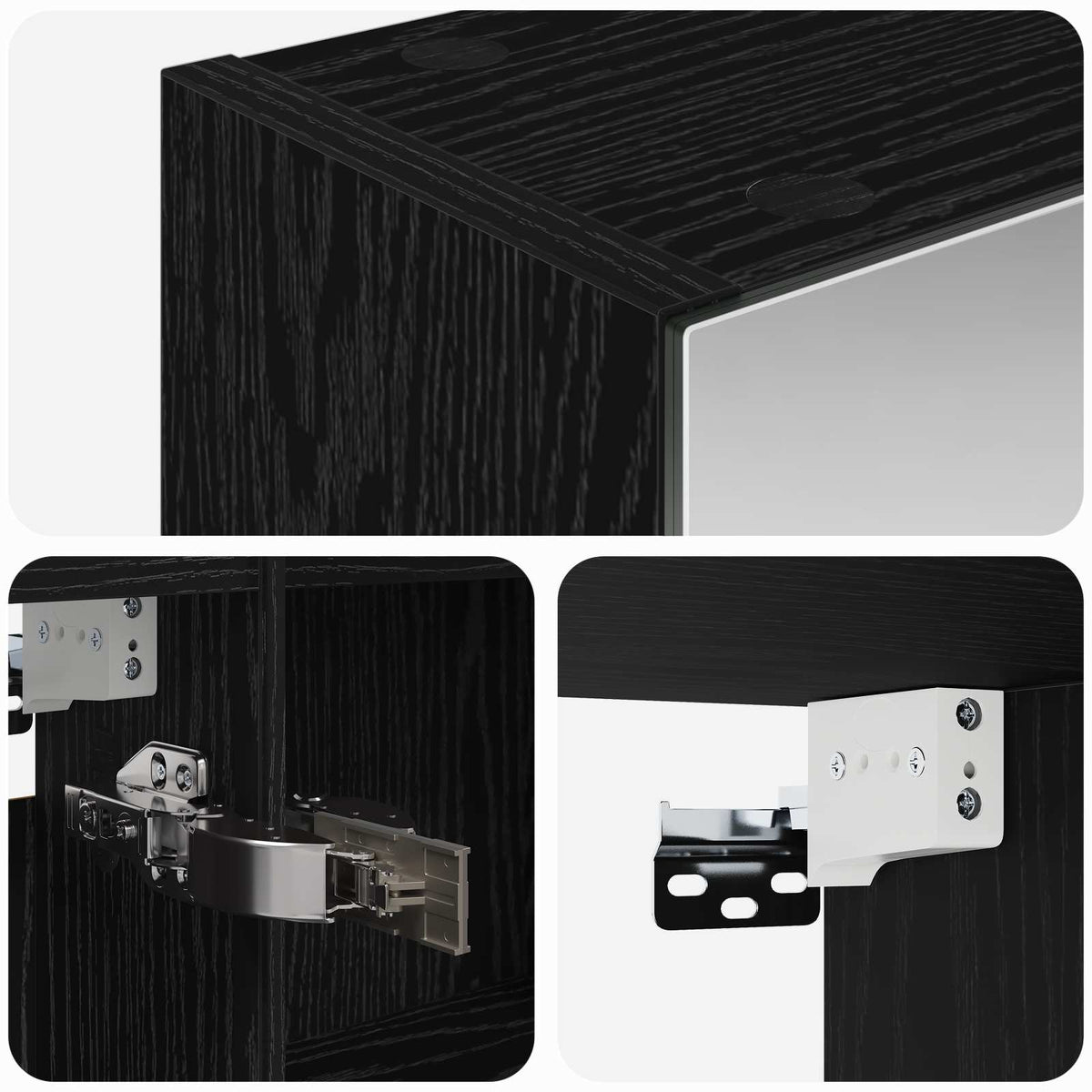 Badezimmerspiegelschrank Schwarz Eichen-Optik