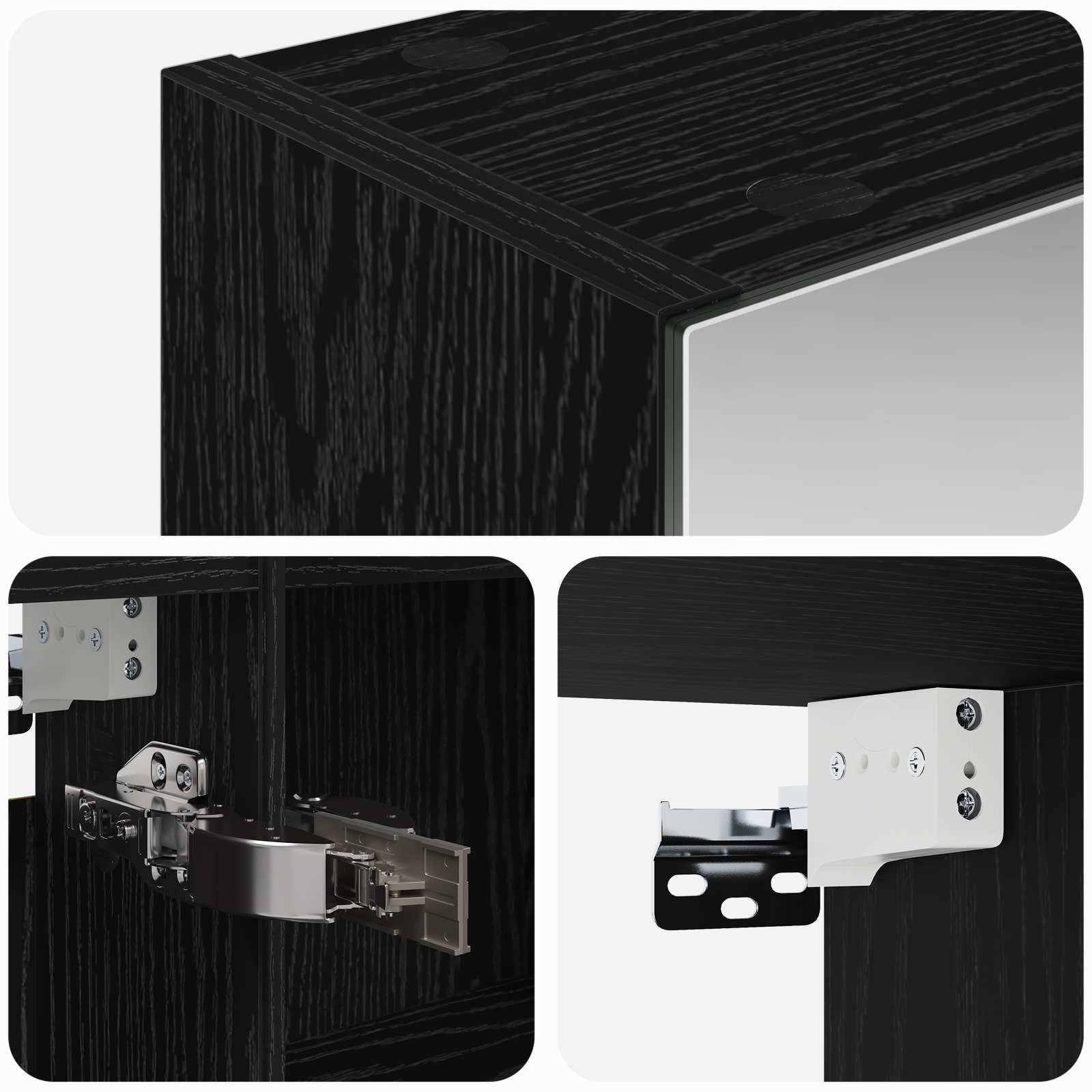 Badezimmerspiegelschrank Schwarz Eichen-Optik
