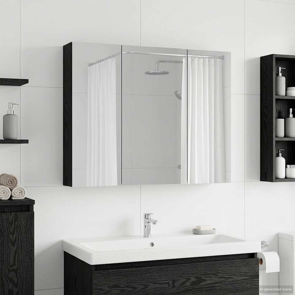 Badezimmerspiegelschrank Schwarz Eichen-Optik
