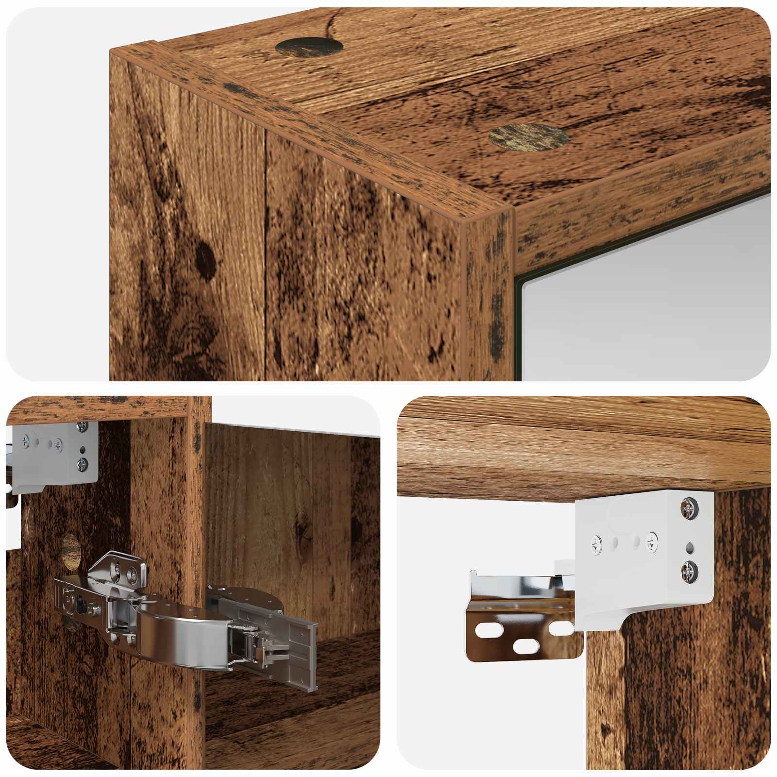 Badezimmerspiegelschrank Altholz 43 x 16 x 62,5 cm