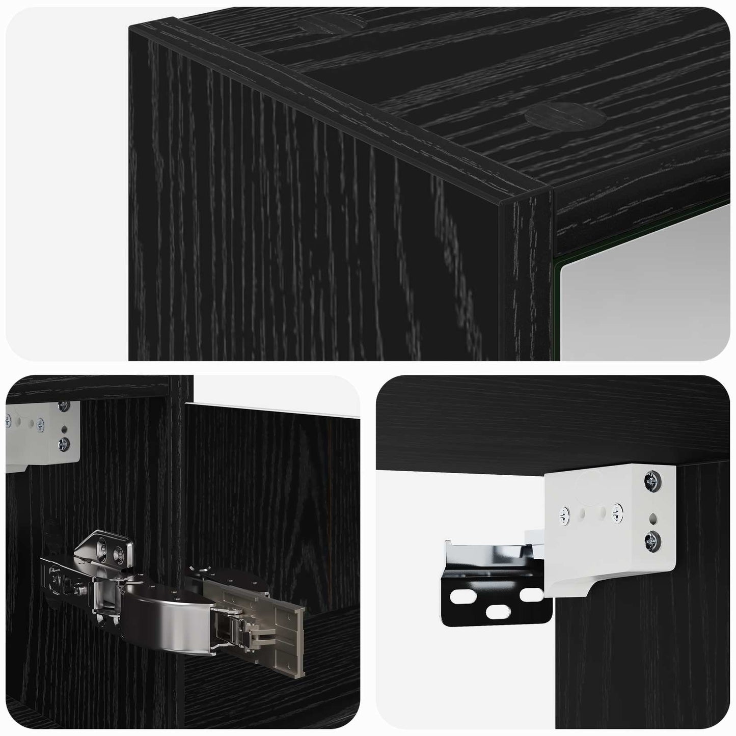 Badezimmerspiegelschrank Schwarz Eichen-Optik 43 x 16 x 62,5 cm