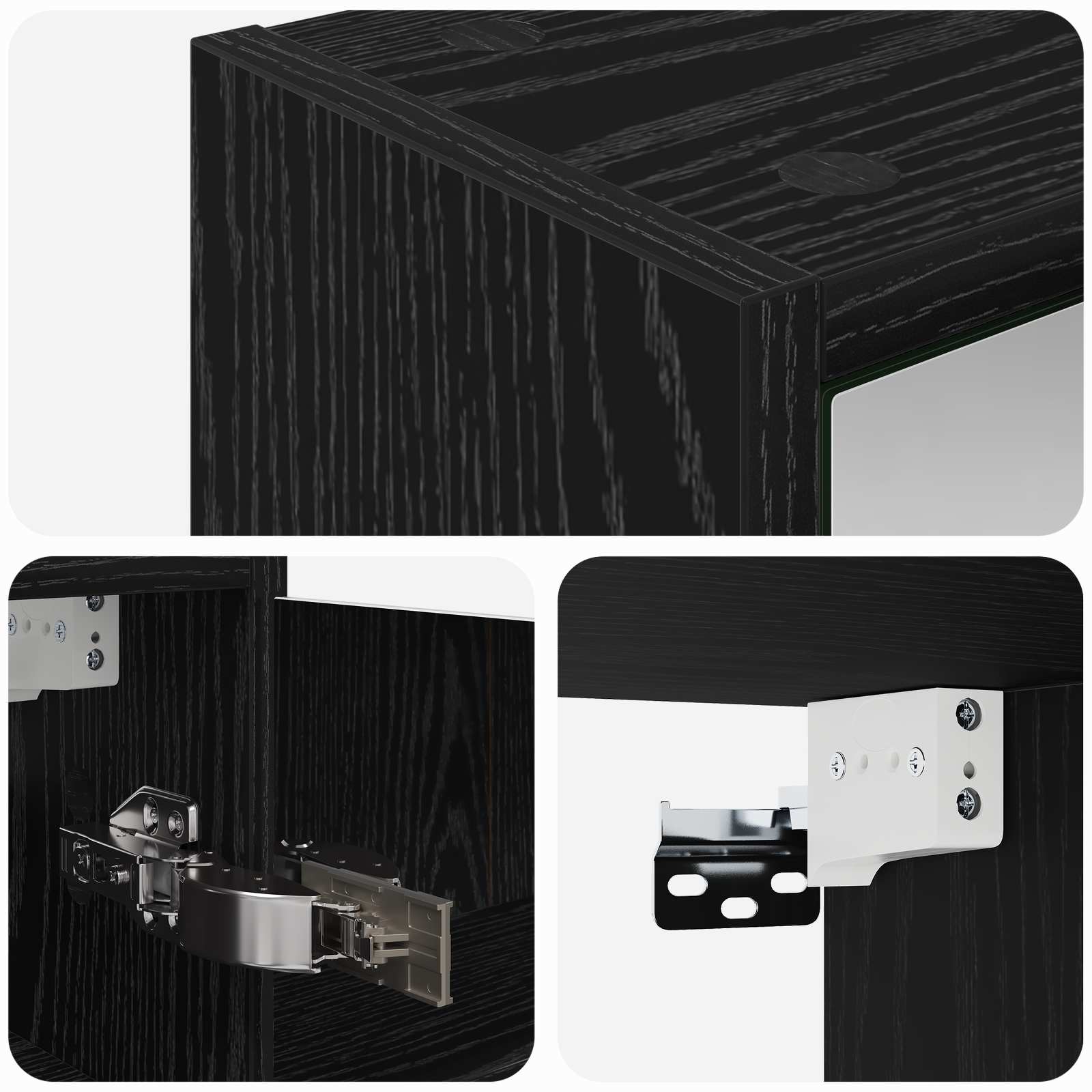 Badezimmerspiegelschrank Schwarz Eichen-Optik 43 x 16 x 62,5 cm